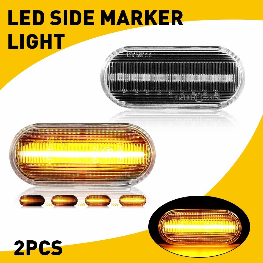 2x Sequential Marker LED Side Light Clear For 1999-2003 Volkswagen New Beetle