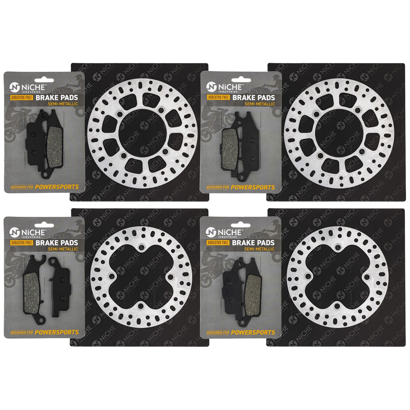NICHE Front Rear Brake Rotor Pad Kit for Yamaha Grizzly 700 550 Semi Metallic