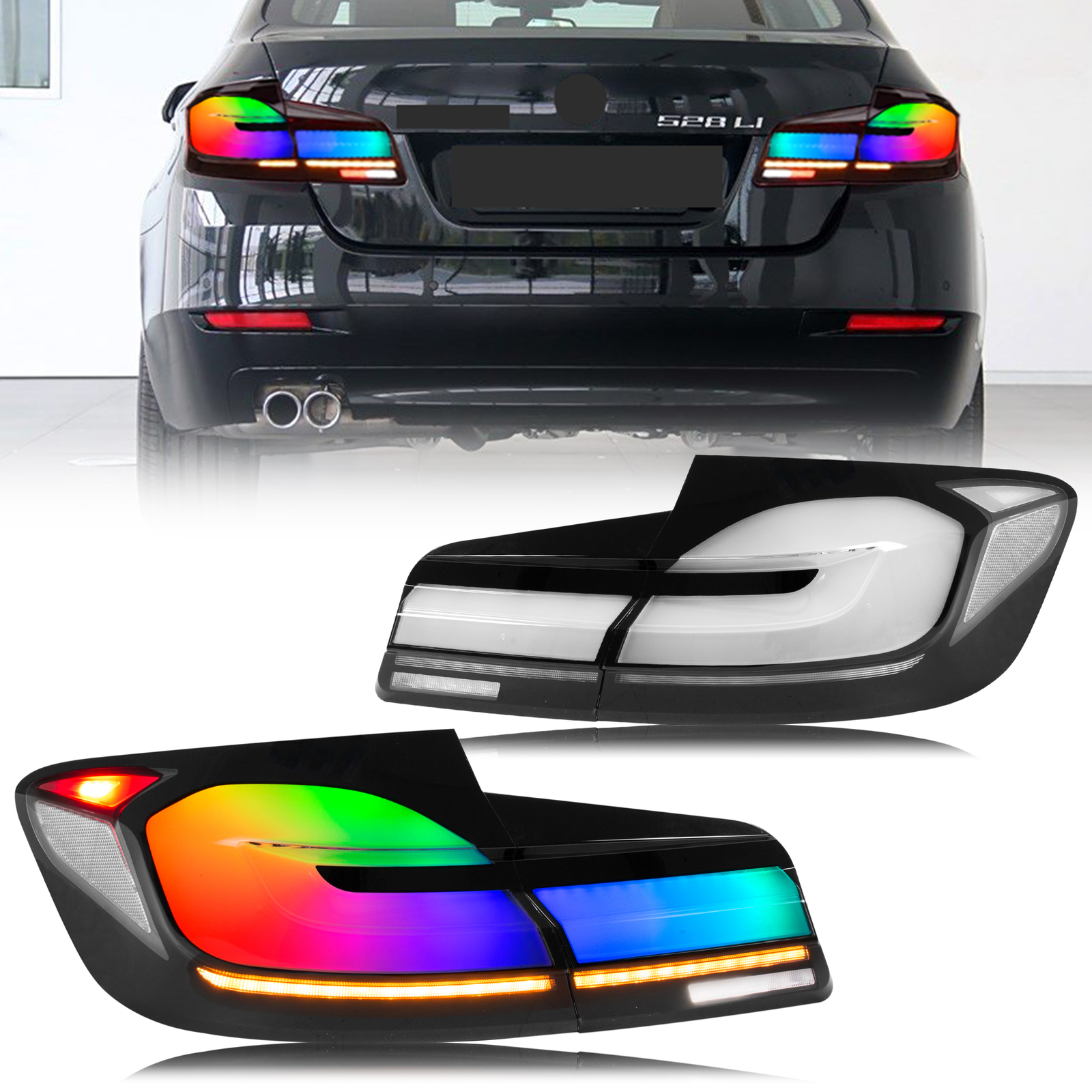 LED RGB Tail Lights Fit For BMW 5 Series F10 2011-2016 Sequential Rear lamps