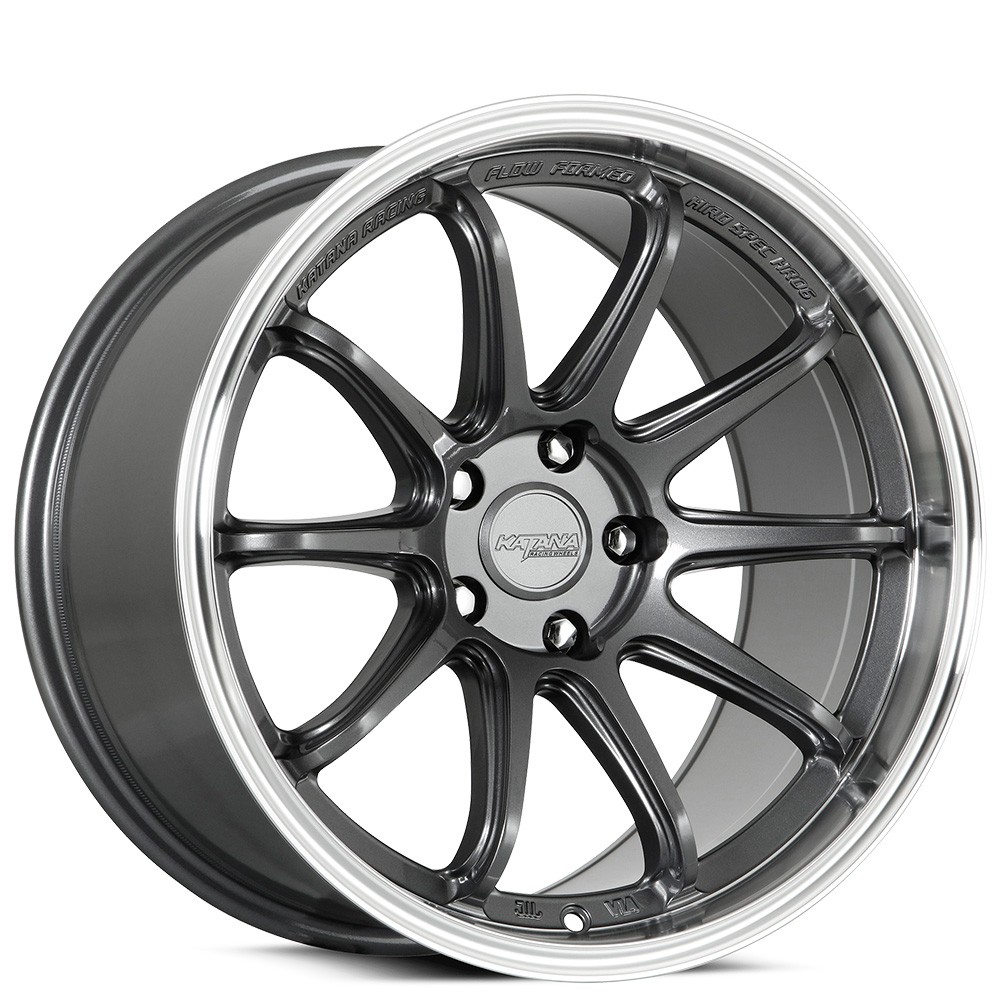 18x10.5 Katana Racing Wheels HR06 Gloss Gunmetal with Machined Lip Rims (4pcs) 18x10.5 Katana Racing Wheels HR06 Gloss Gunmetal with Machined Lip Rims (4pcs)