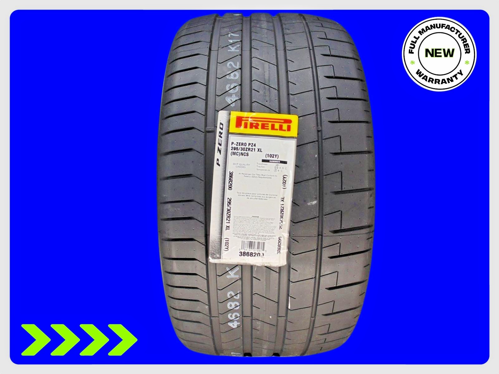 1 BRAND NEW PIRELLI P ZERO TM PZ4 MC PNCS XL 295/30ZR21 TIRE  - 2953021 102Y