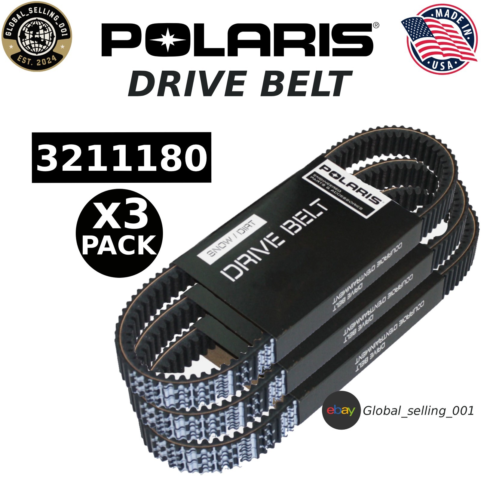 3 Pack OEM Polaris 3211180 CVT Drive Belt Secondary Clutch RZR XP 1000 Genuine