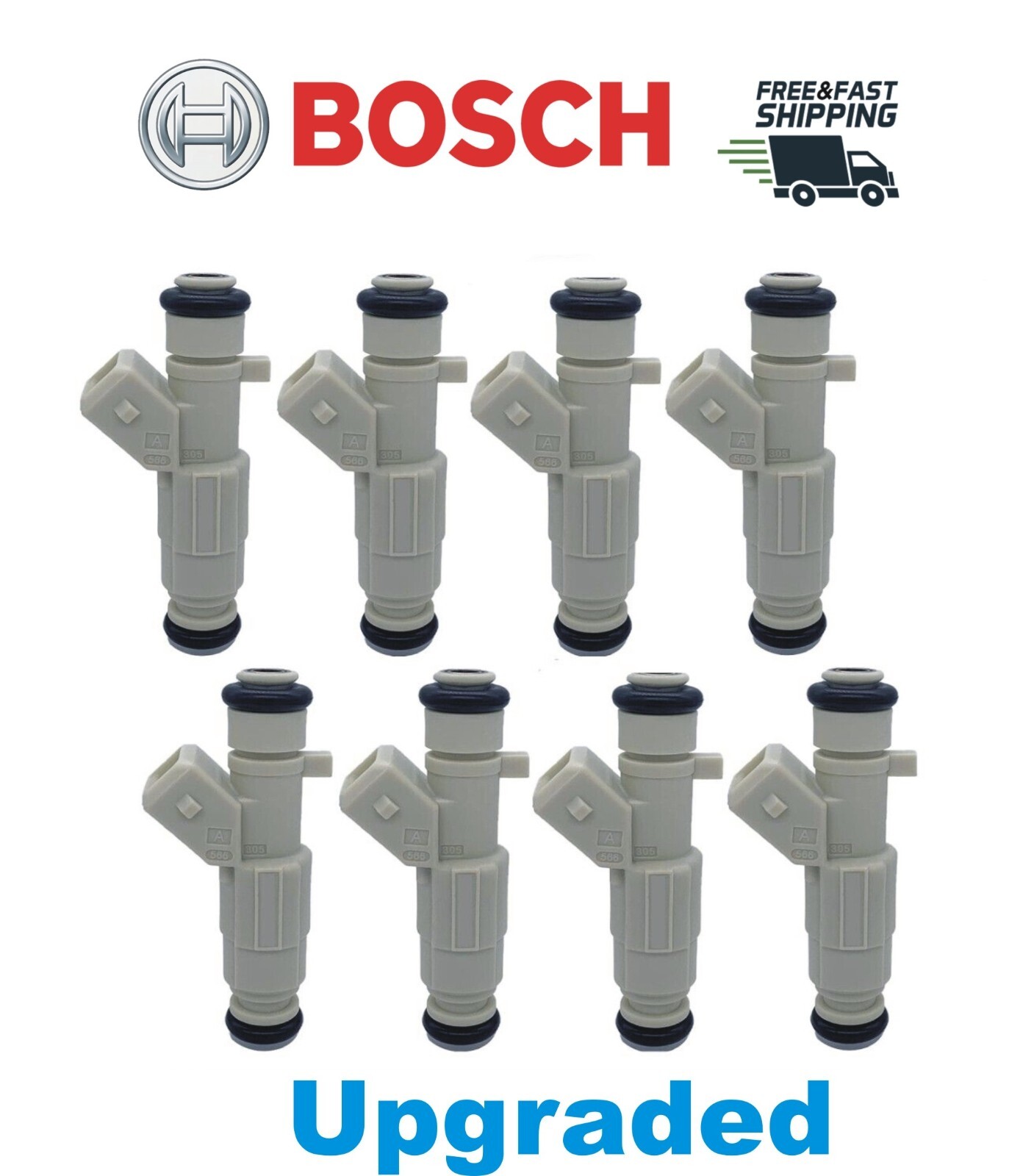 UPGRADED GENUINE 4 holes Bosch x8 Fuel Injectors for 1985-1997 Ford 5.0L 5.8L V8 UPGRADED GENUINE 4 holes Bosch x8 Fuel Injectors for 1985-1997 Ford 5.0L 5.8L V8