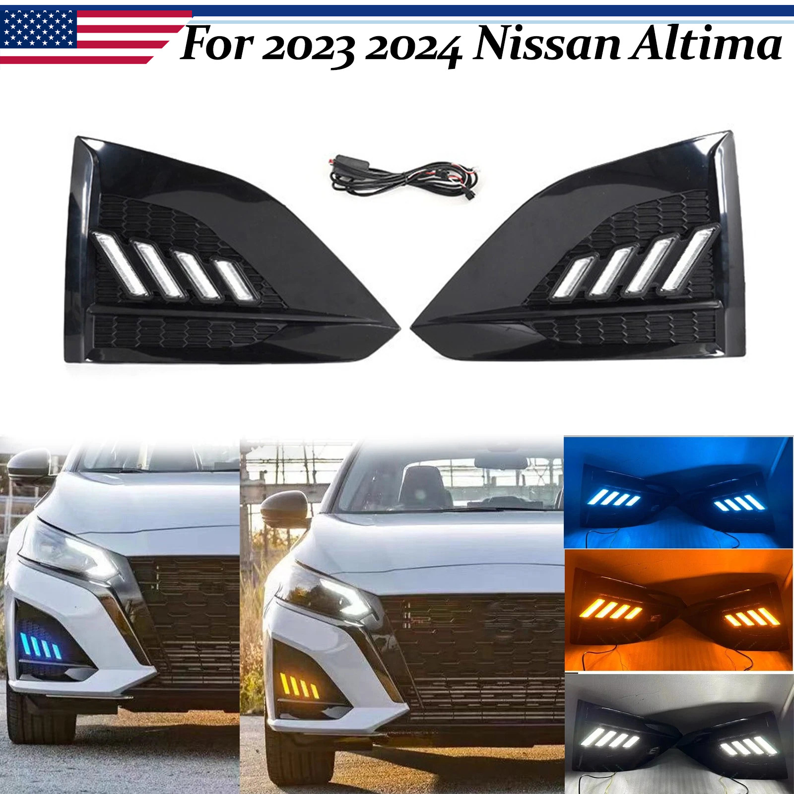 For Nissan Altima Sedan 2023 2024 DRL Daytime Running Light Fog Lamp Gloss Black For Nissan Altima Sedan 2023 2024 DRL Daytime Running Light Fog Lamp Gloss Black