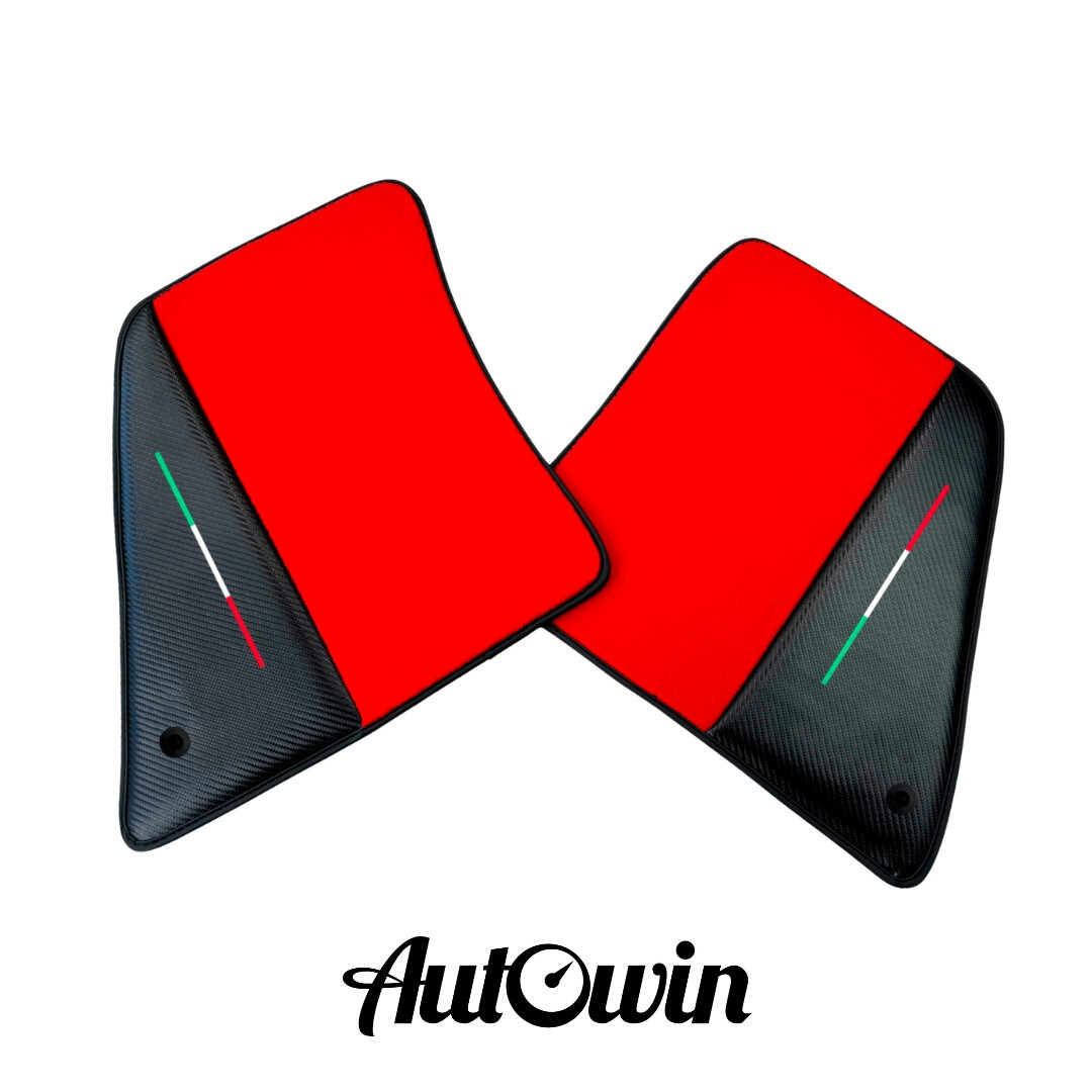 AutoWin Brand Red Floor Mats for Ferrari SF90 Stradale with Carbon Fiber
