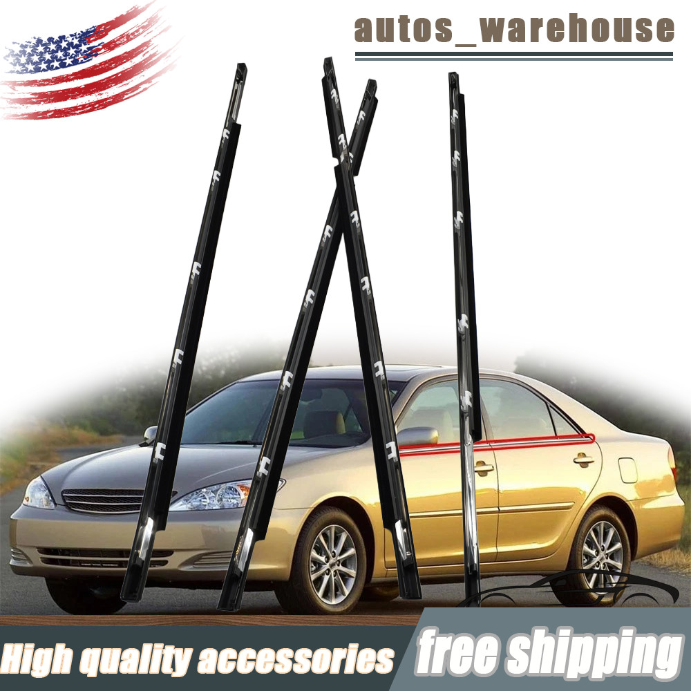 4Pcs Window Molding Trim Weather Strip Seal Strip for 2002-2006 Toyota Camry