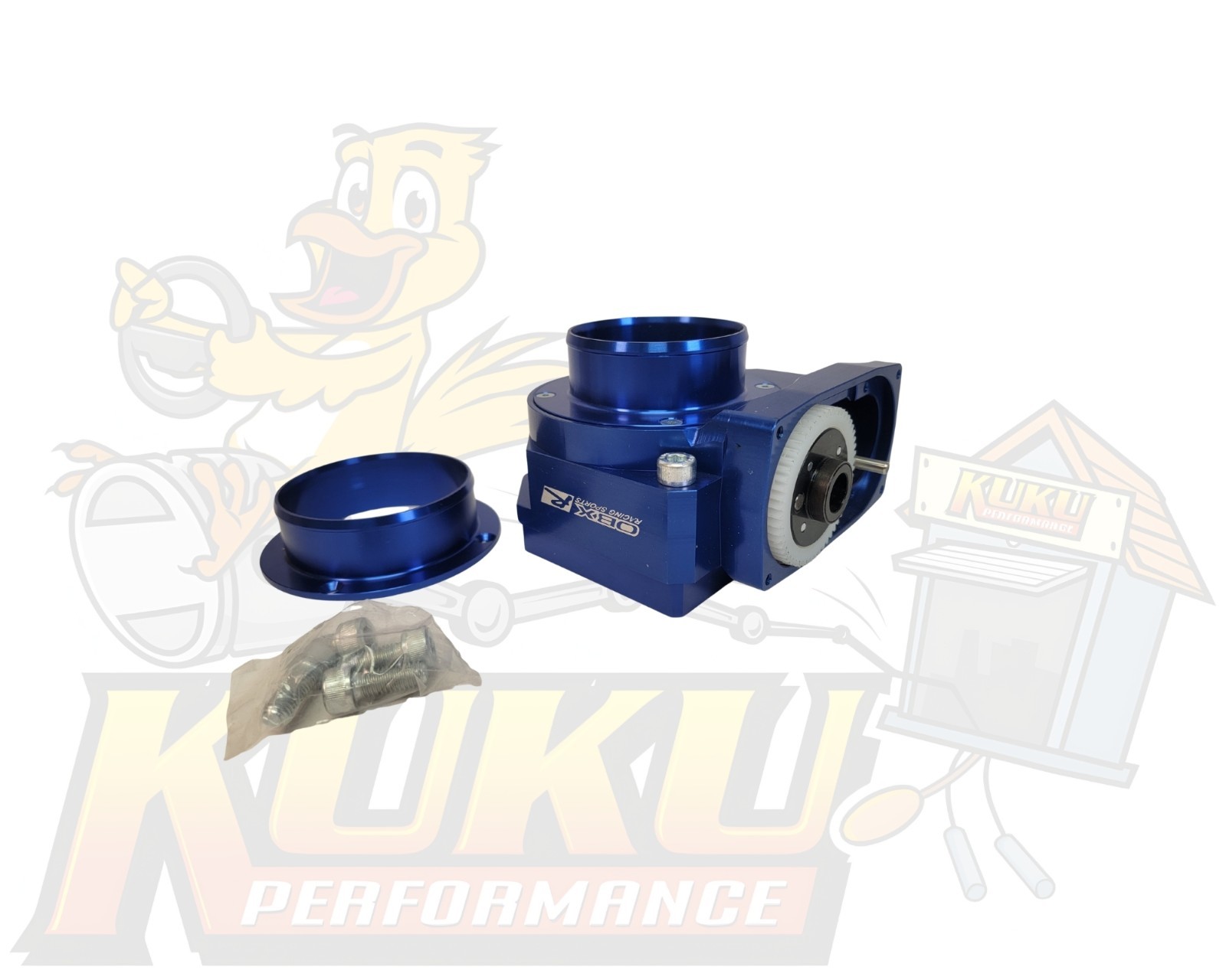 OBX 65mm Throttle Body 2pc for 08-15 Evo X 09-15 Ralliart Blue