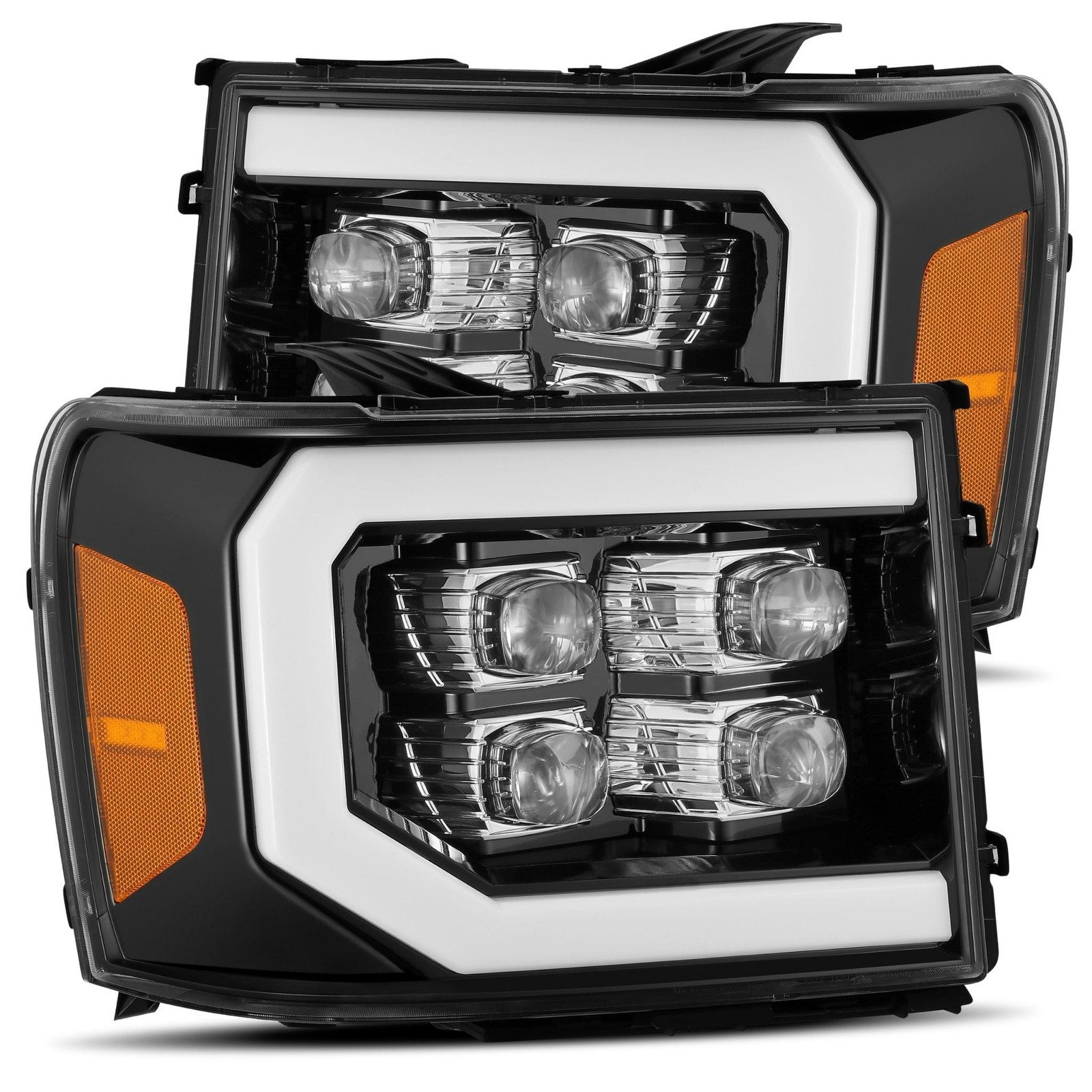AlphaRex Nova For 2007-2013 GMC Sierra LED Projector Headlights Lamps Jet Black
