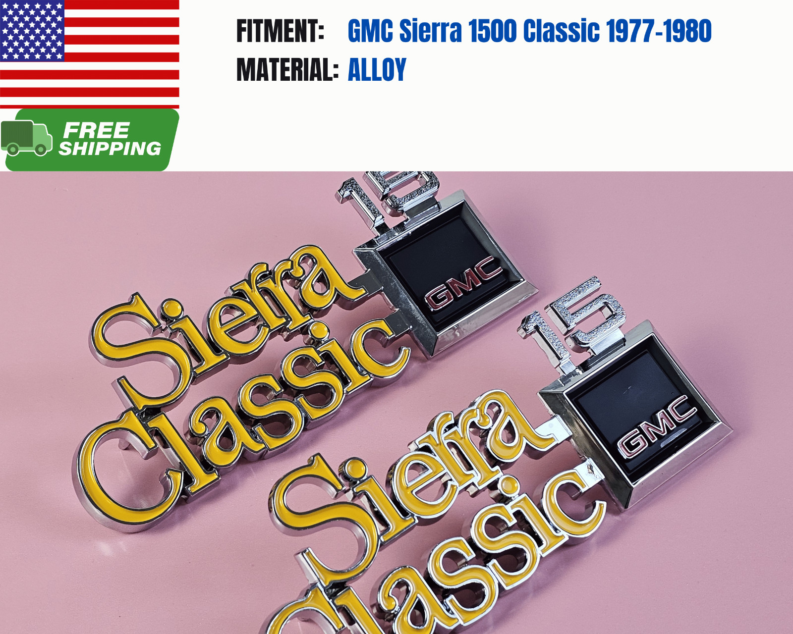 Fit for 1977-1980 GMC Sierra Classic 15 Fender Emblems Badges Letters L/R