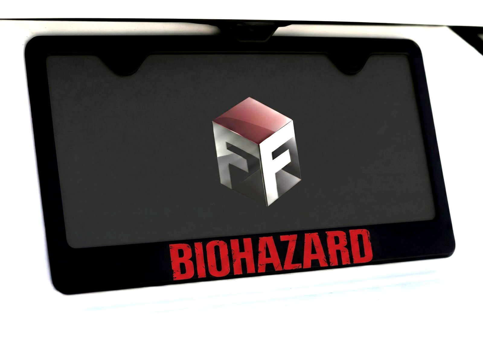 BIOHAZARD License Plate Frame Black Metal | Resident Game Zombie Requiem Gift BIOHAZARD License Plate Frame Black Metal | Resident Game Zombie Requiem Gift
