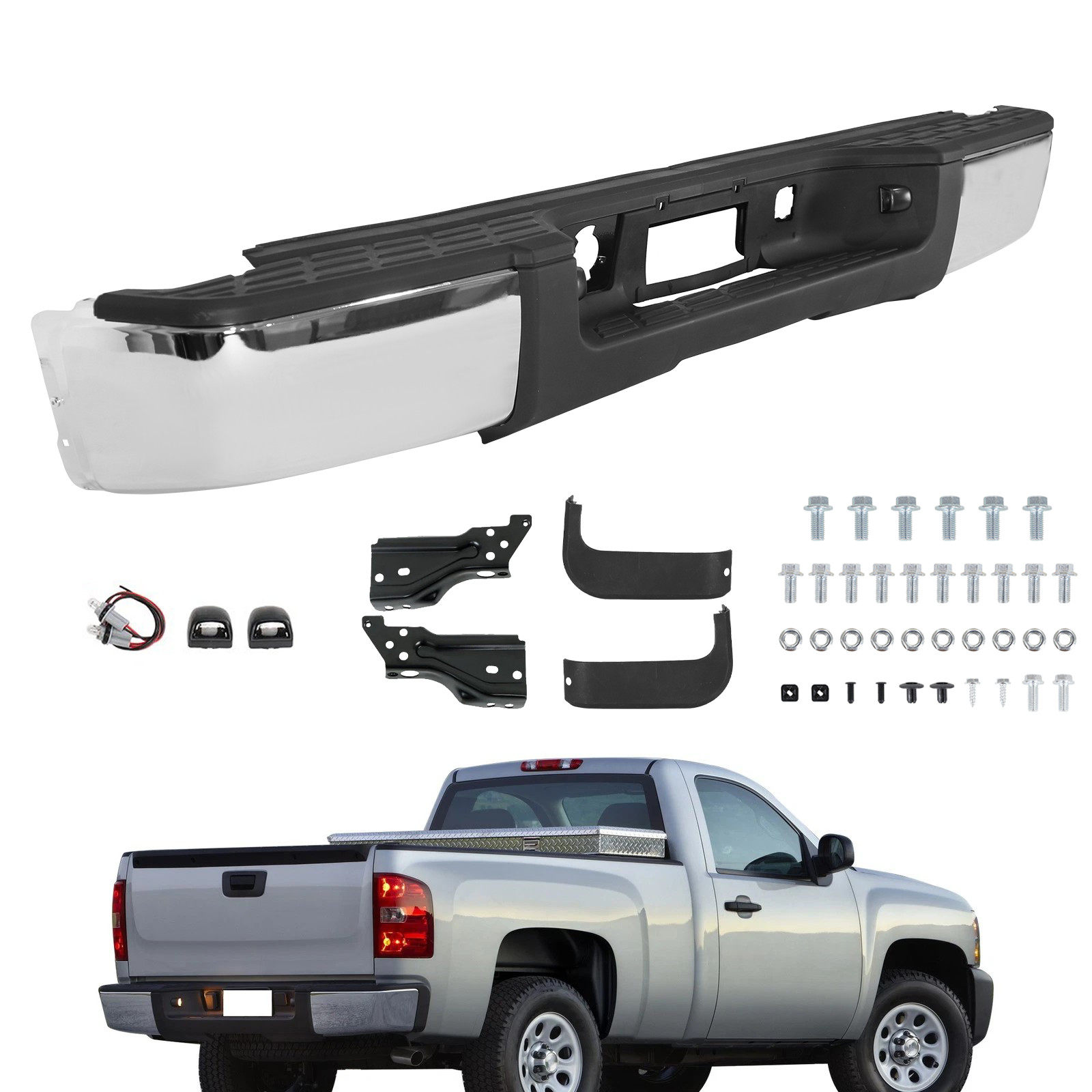 Chrome Rear Bumper For Chevy Silverado GMC Sierra 1500 2007-2013 2012 GM1191125