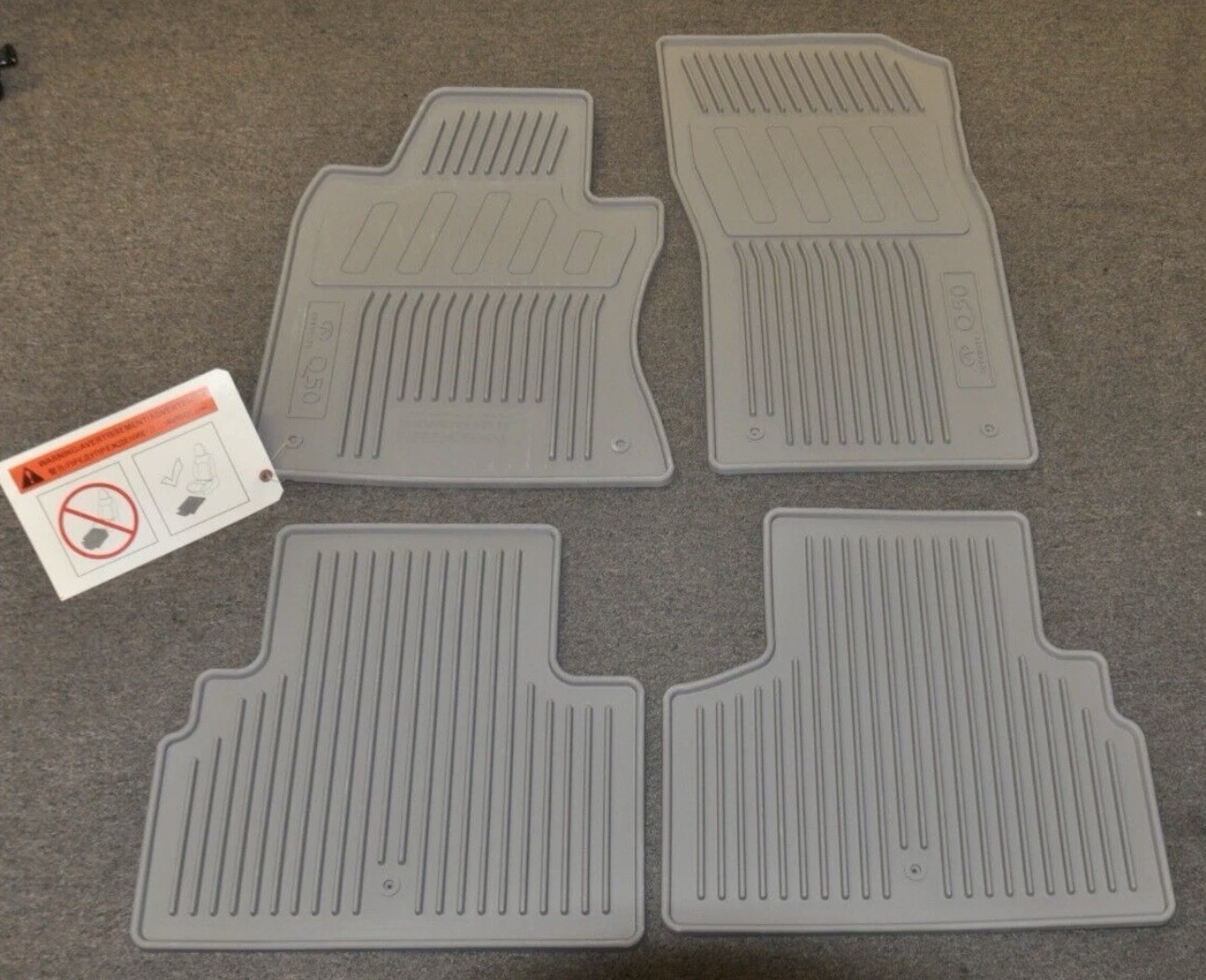Infiniti Q50 All Weather Floor Mats 2014-2023 OEM Rubber Gray 4-Piece Set 