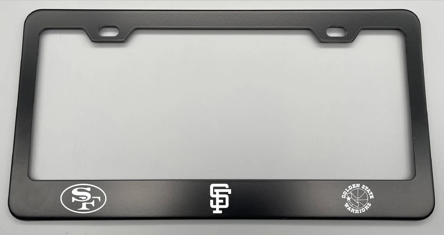 Custom Laser Engraved Black License Plate Frame  SF San Francisco Giant