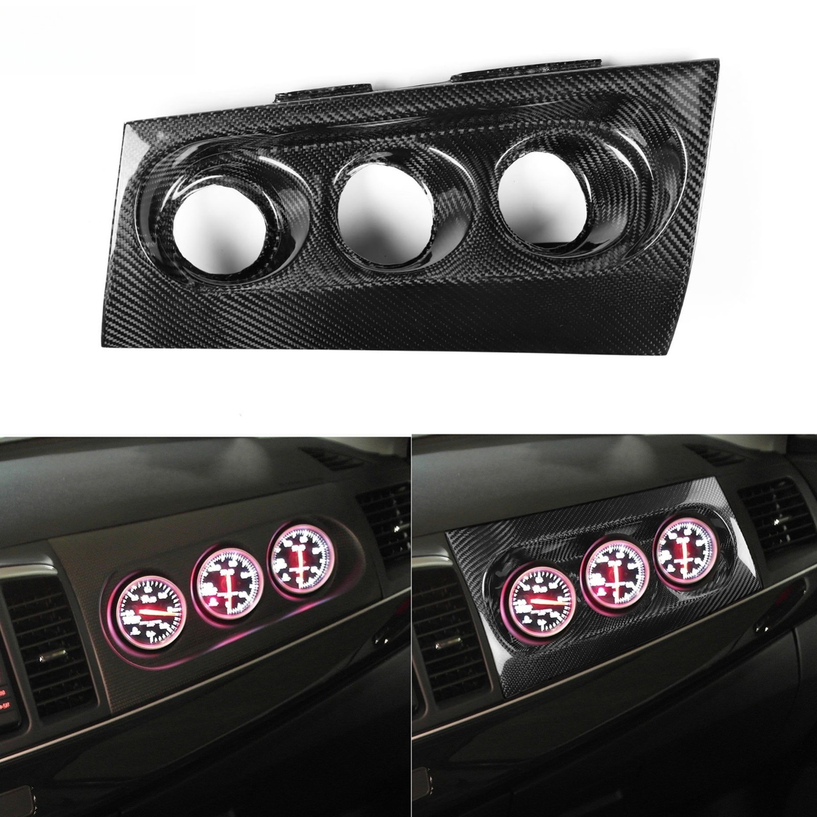 Real Carbon Fiber Speedometer Gauge Cluster Cover For Mitsubishi EVO X 10