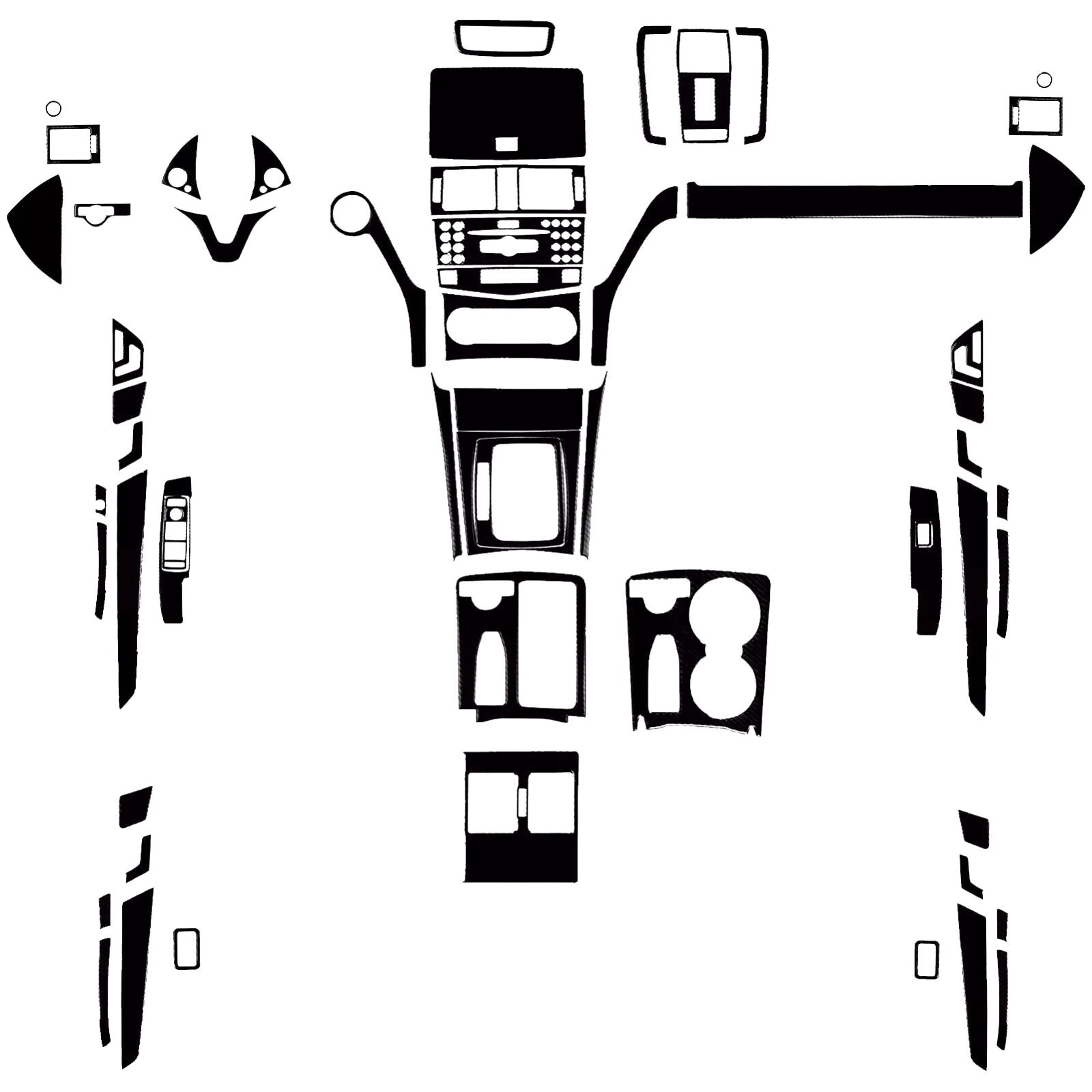 60Pcs Glossy Piano Black Kits Full Interior Trim For Benz C-Class W204 2007-2013