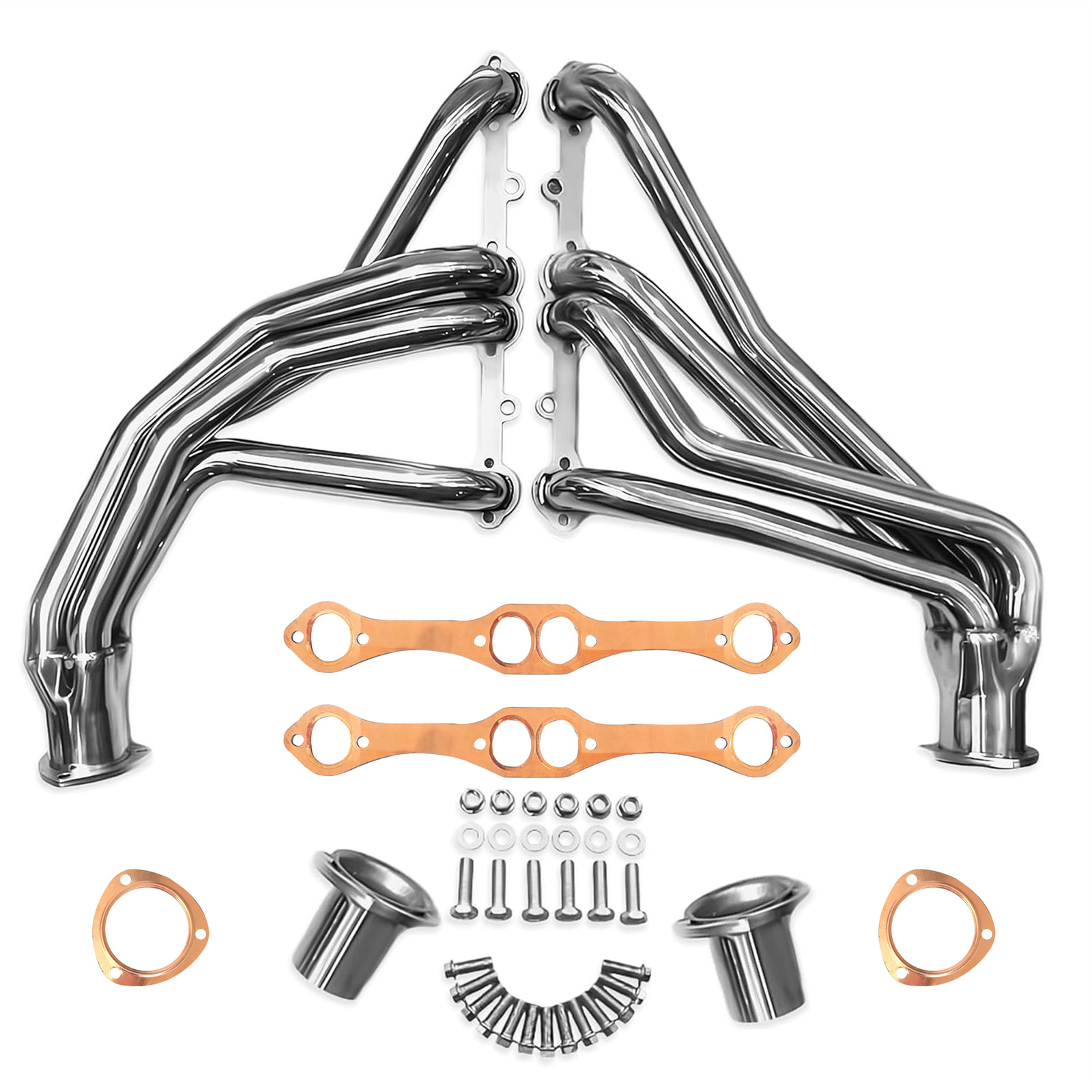 Polished Stainless Headers with Copper Gaskets for 1973-1987 Chevy GMC 