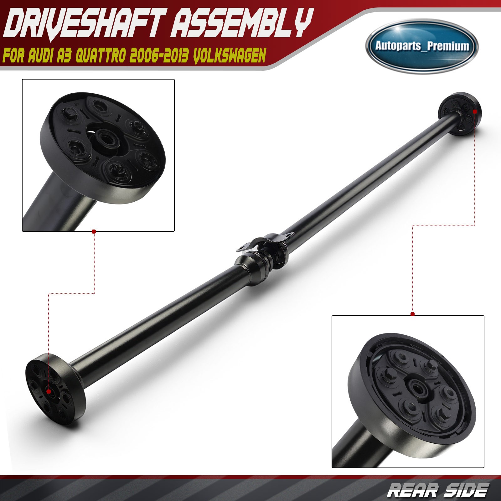 Rear Driveshaft Prop Shaft Assembly for Audi A3 Quattro 2006-2013 Volkswagen R32