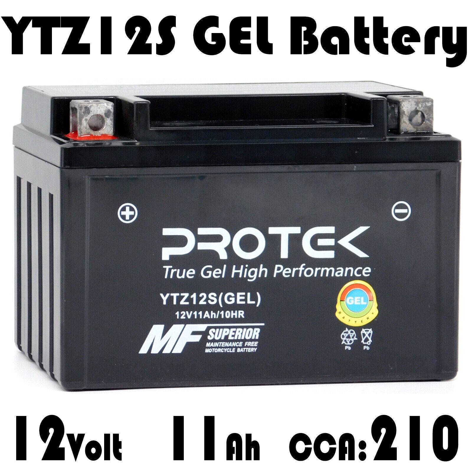 YTZ12S Motorcycle 12V 11Ah Maintenance Free Sealed Factory Activated GEL Battery