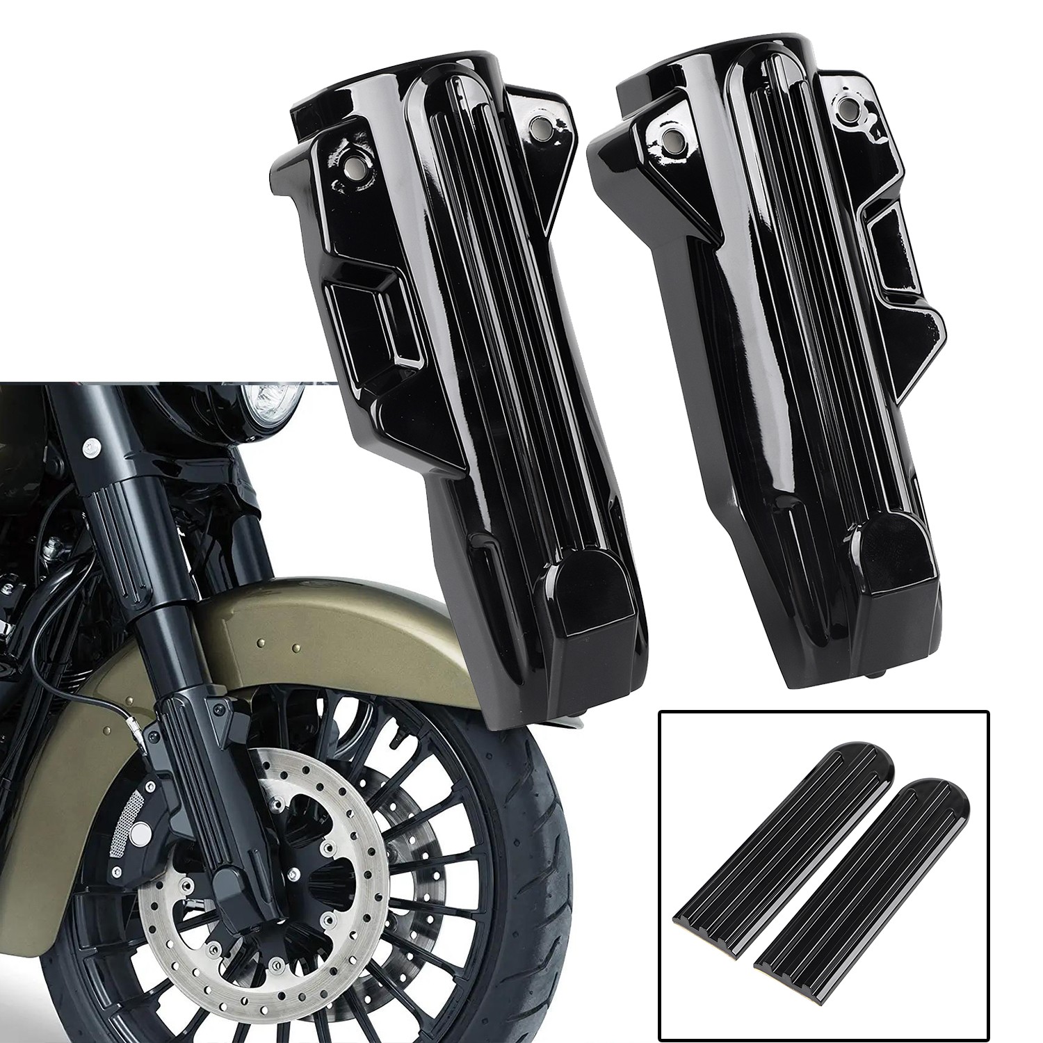 US Black Lower Fork Covers Upper Fork Slider Accent For Harley Road Street Glide US Black Lower Fork Covers Upper Fork Slider Accent For Harley Road Street Glide