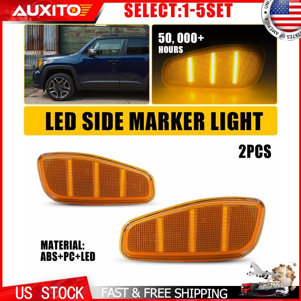 For 2015-up Jeep Renegade Amber LED Front Fender Side Marker Lights Lamps 2-20