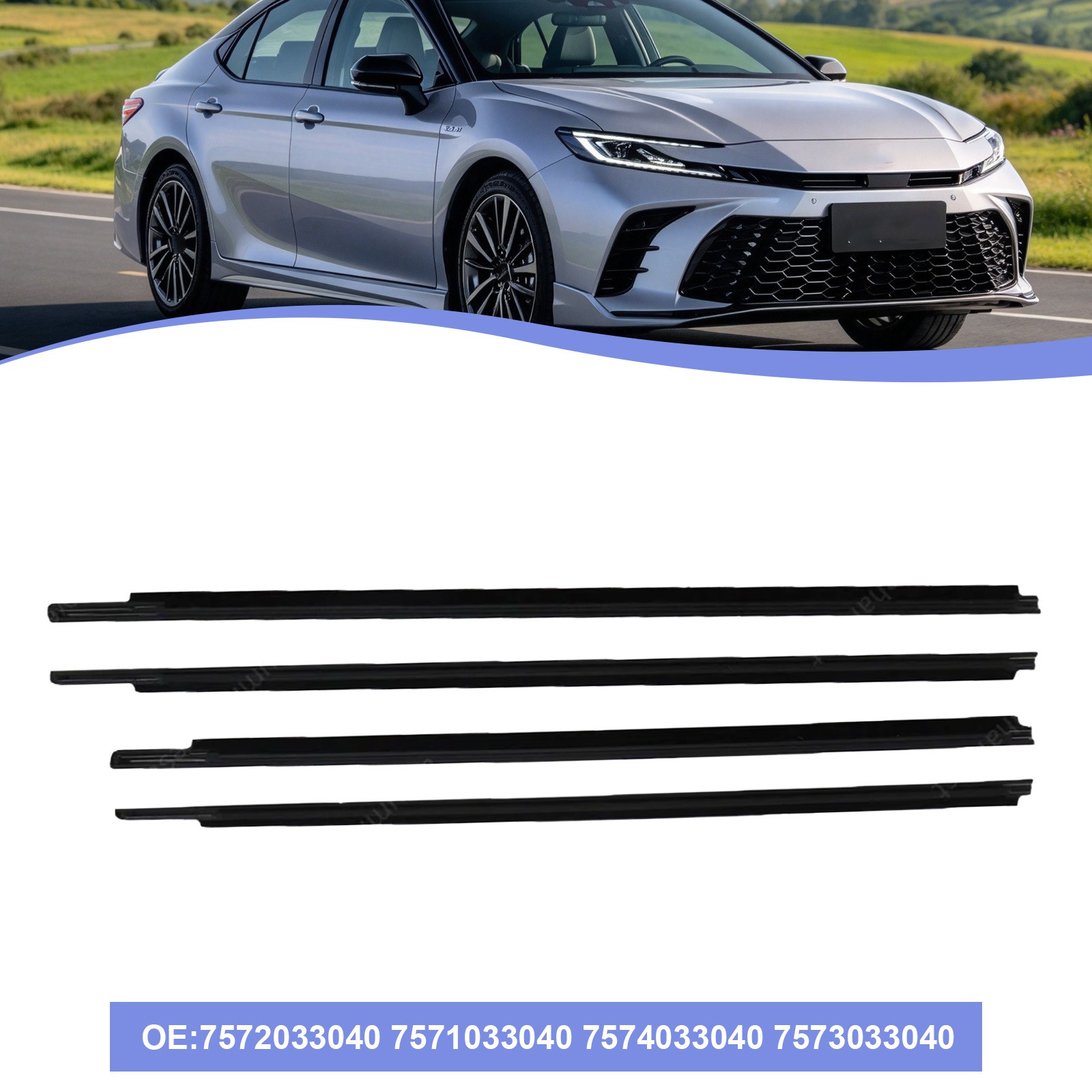 4PCS Car Weatherstrip Window Seal For Toyota Camry 1997-2001 7572033040