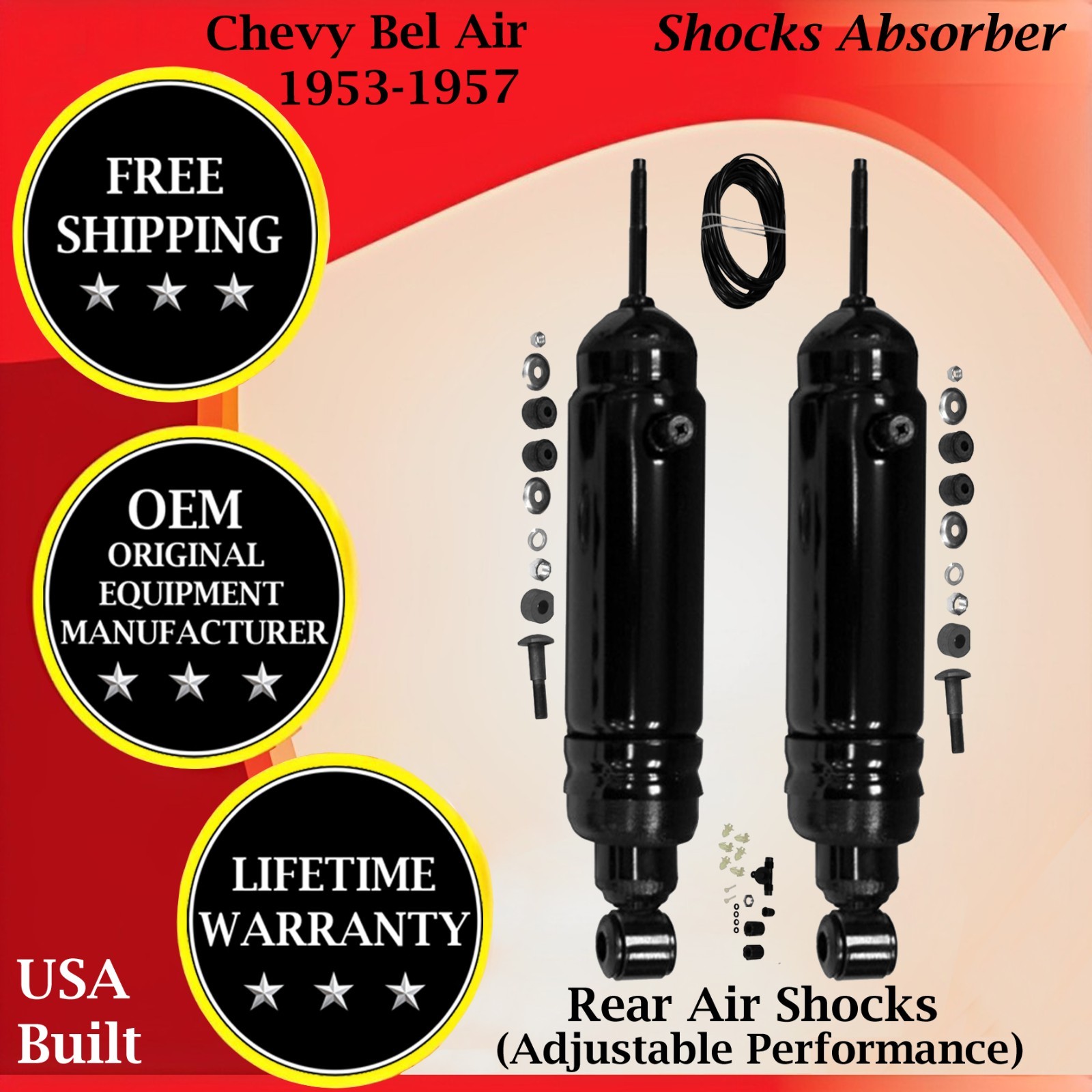 Monroe OEM Rear Air Shocks For 1953-1957 Chevy Bel Air 9Yr Warranty