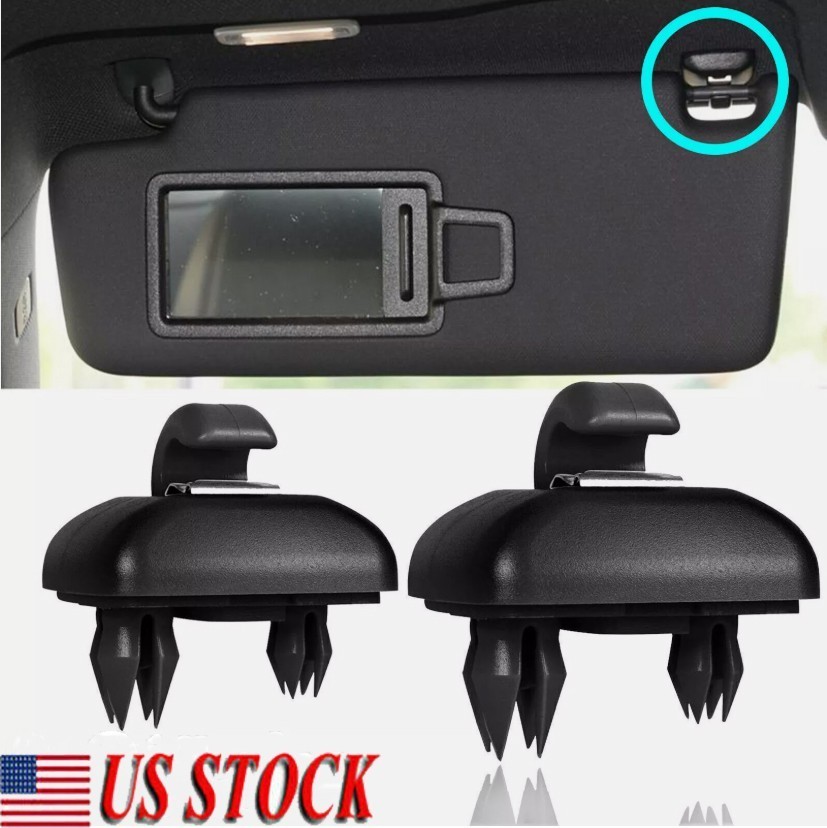 2X Sun Visor Black Clip Holder Hooks for Audi A3 S3 A4 S4 A5 S5 Q3 Q5 8U0857562A
