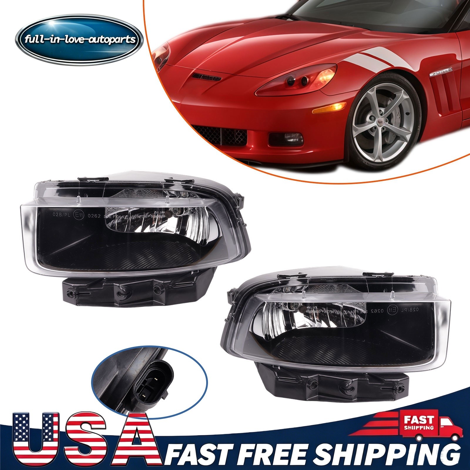 Halogen Fog Lights For Chevrolet Corvette 2005-2013 L&R Side #25942593 #25942592