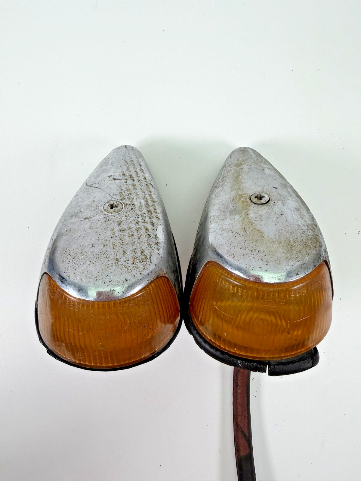 Pair of OEM Vintage Hella VW Beetle Front Turn Signal Assembly Amber Lens Pair of OEM Vintage Hella VW Beetle Front Turn Signal Assembly Amber Lens