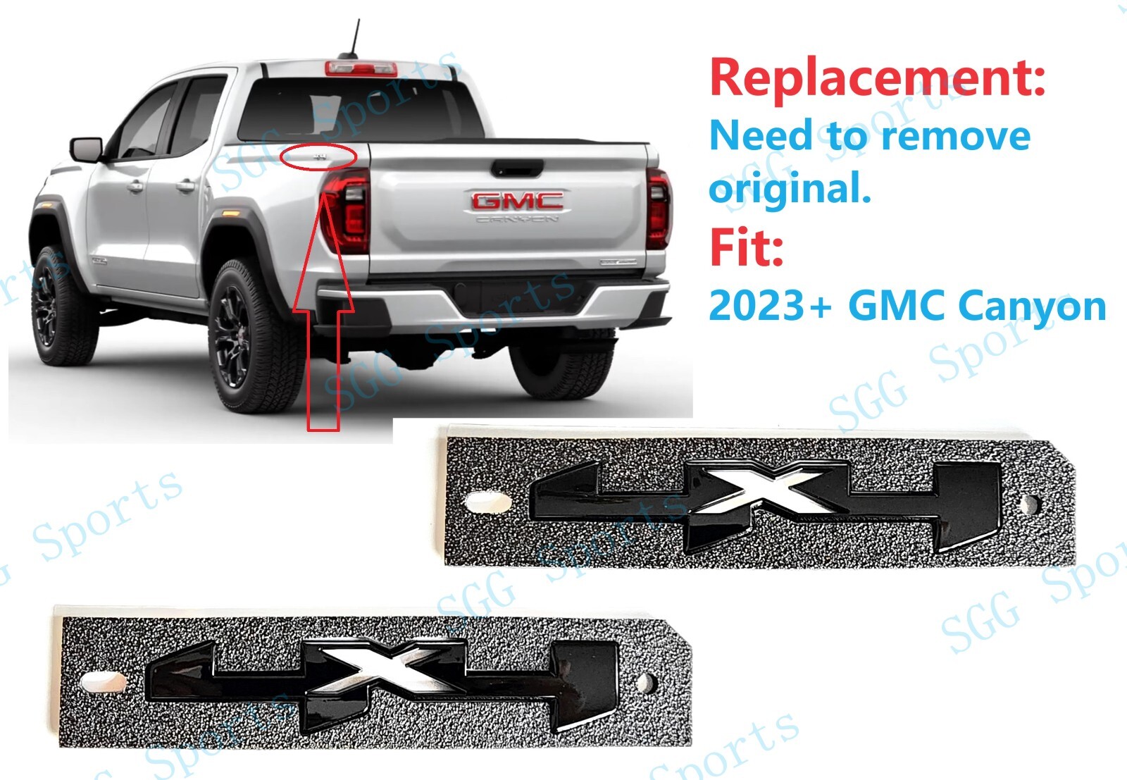 2PCS Gloss Black Bed 4x4 4 X 4 Emblem Badge Fit 2023-2025 GMC Canyon
