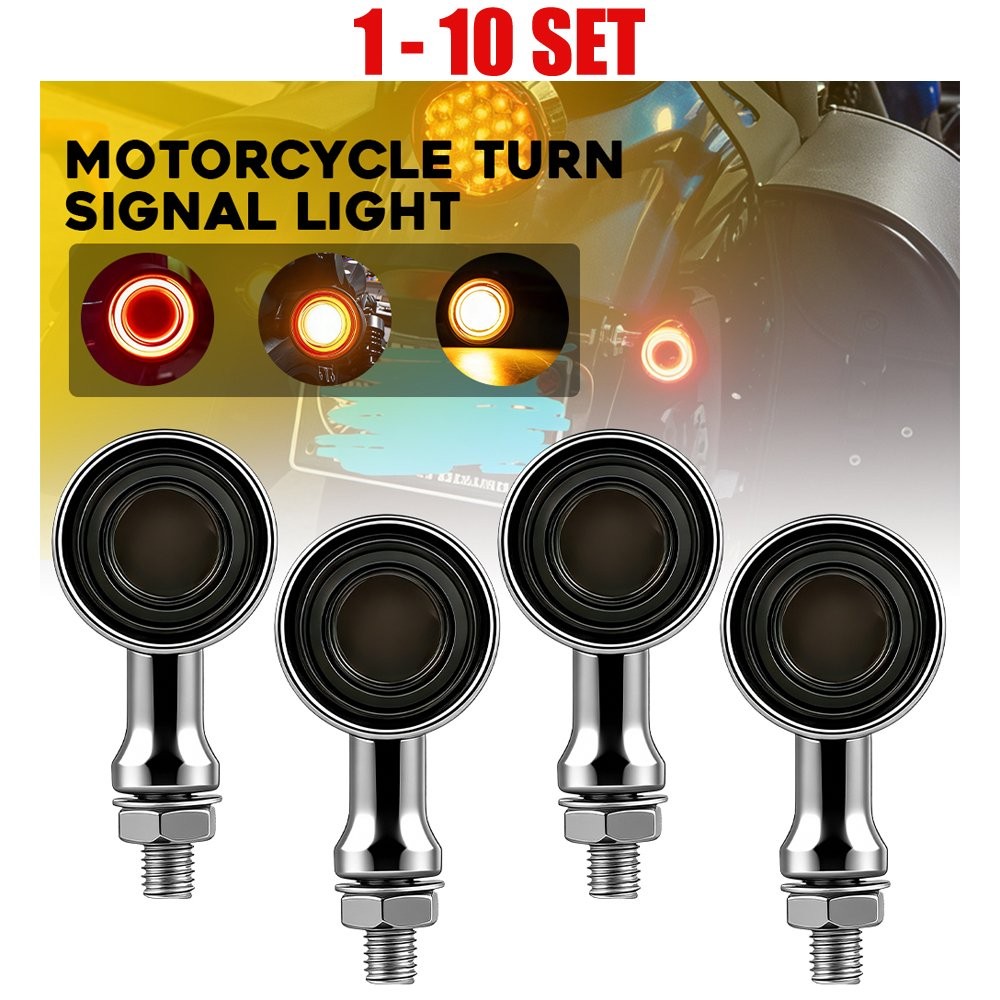 4-40 Chrome Bullet Turn Signal Indicator Amber&Red Lamp Light Blinker Motorcycle