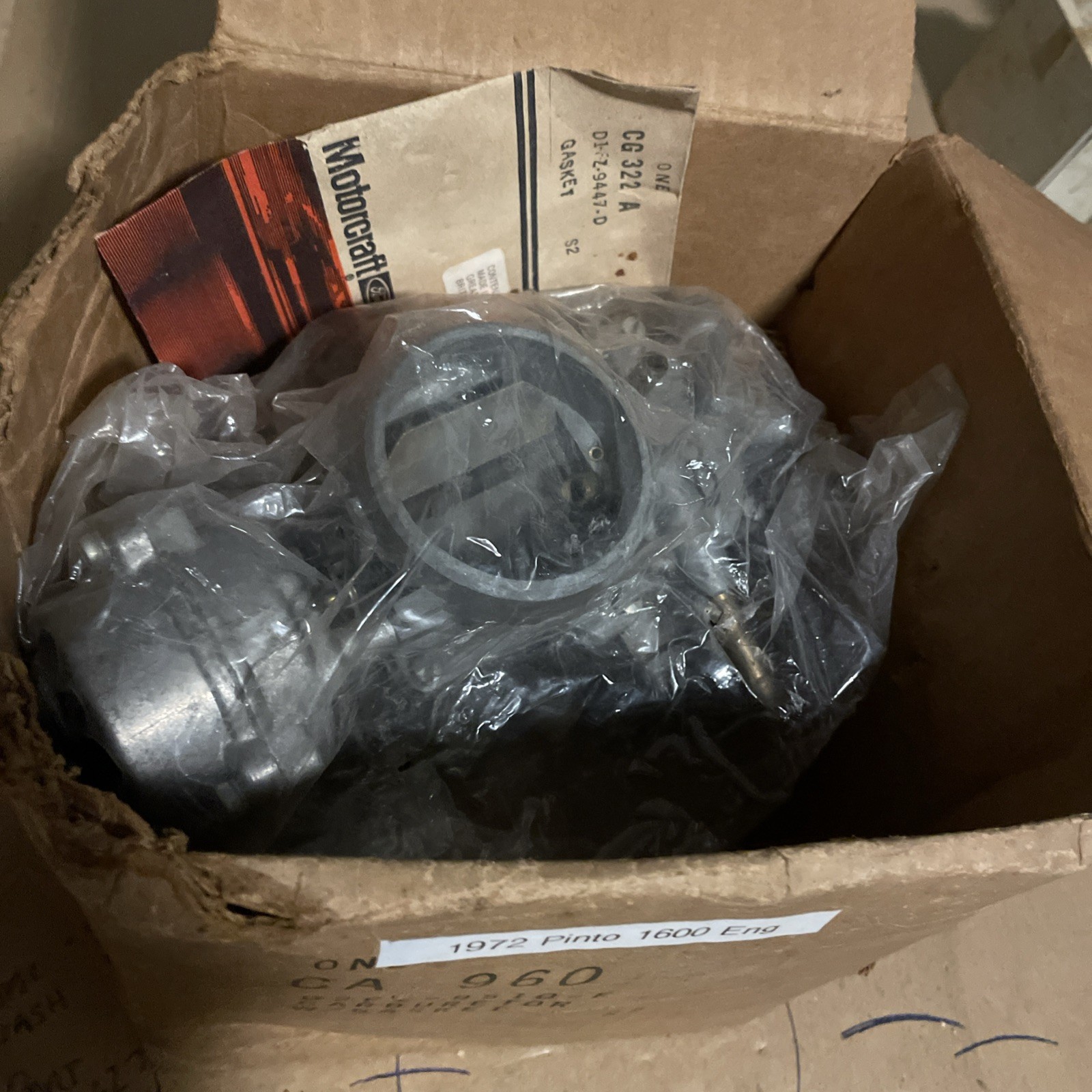NOS Ford Motorcraft CA-960 Carburetor D2FZ-9510-F 1972 Pinto 1600 Ori Box/ Gaske