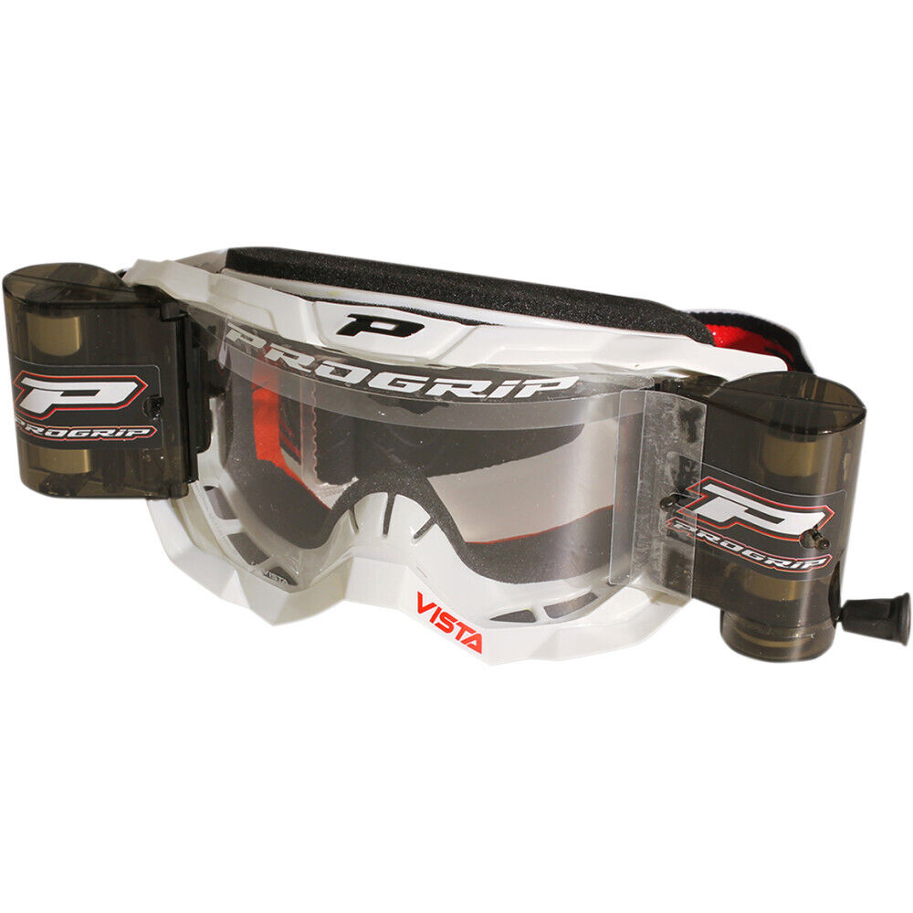 Pro Grip 3303 Vista Roll-Off Mounted Goggles (White, Clear Lens)