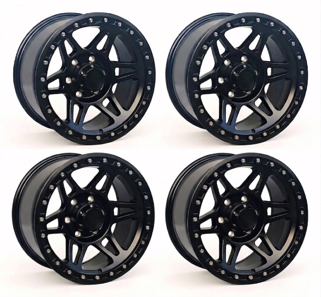 4 PCS 17 X 9 In Matt Black SS Rivets Wheels Rim 6 x 5.5 Wheel ET 0 mm CB 110.1