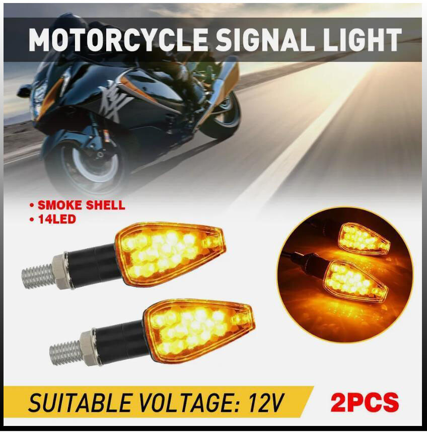 2PCS Universal LED Motorcycle Turn Signal Blinker Lights Amber Indicator