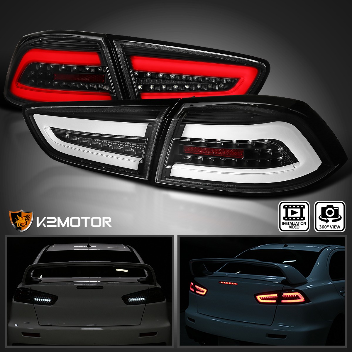 Black Fits 2008-2017 Mitsubishi Lancer Evolution 4Dr LED Tube Tail Lights Lamps Black Fits 2008-2017 Mitsubishi Lancer Evolution 4Dr LED Tube Tail Lights Lamps