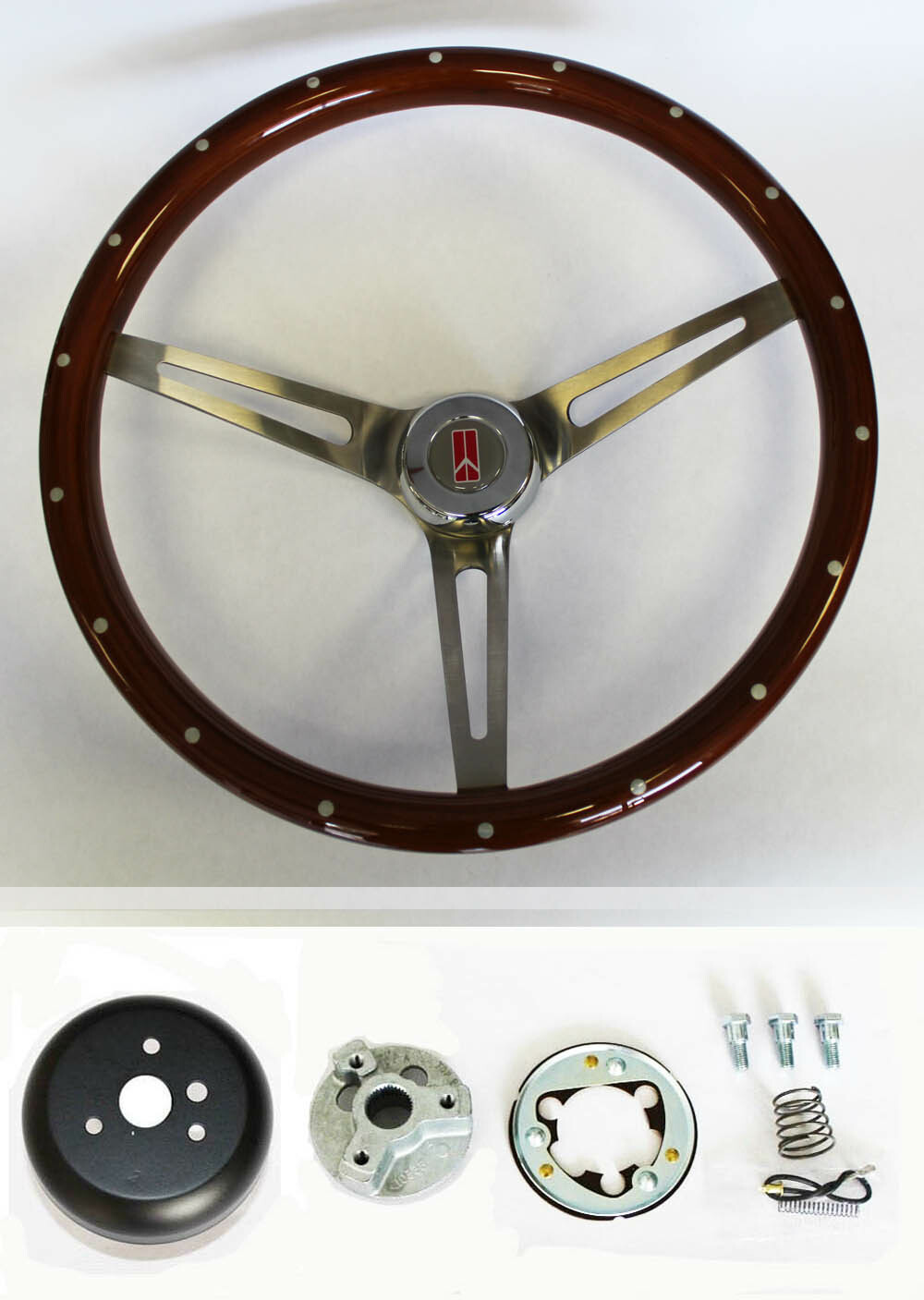 69-93 Oldsmobile Cutlass 442 Wood Steering Wheel with Rivets High Gloss 15 69-93 Oldsmobile Cutlass 442 Wood Steering Wheel with Rivets High Gloss 15