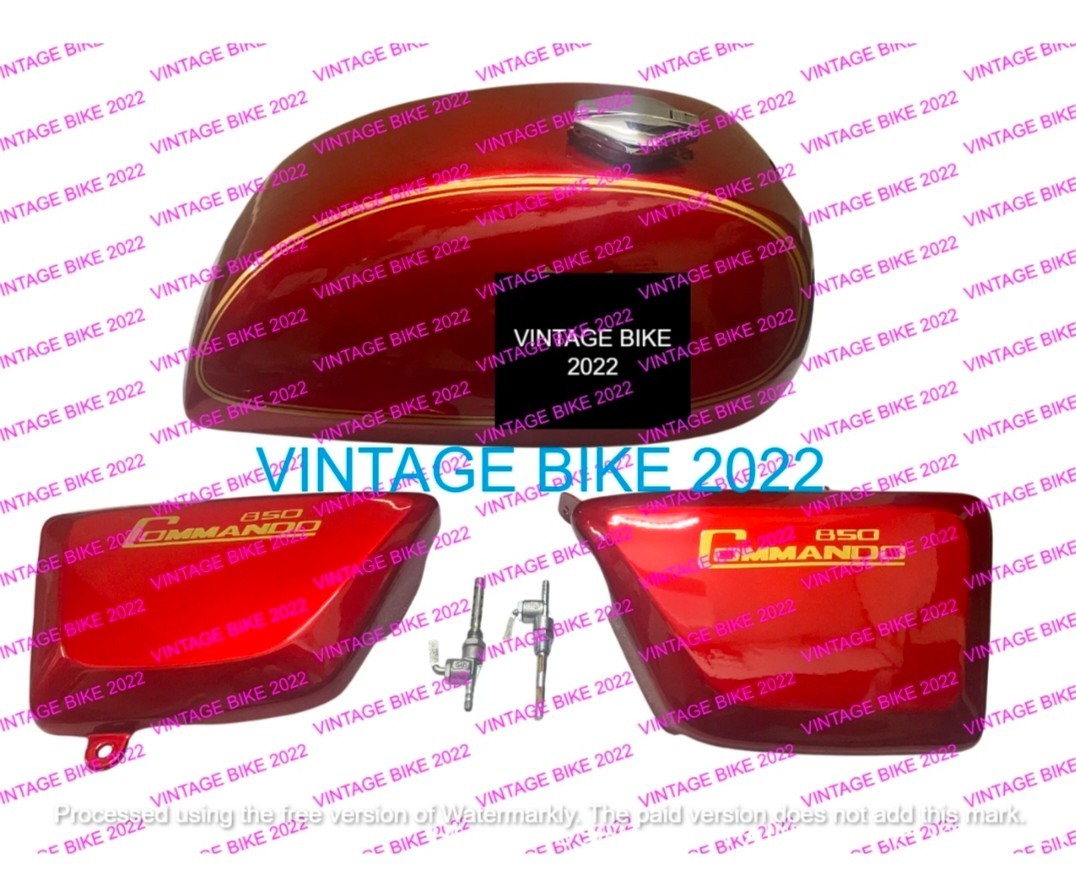 NORTON COMMANDO INTERSTATE CHERRY STEEL PETROL TANK+850 PANEL CAP TAP/COMPATIBLE