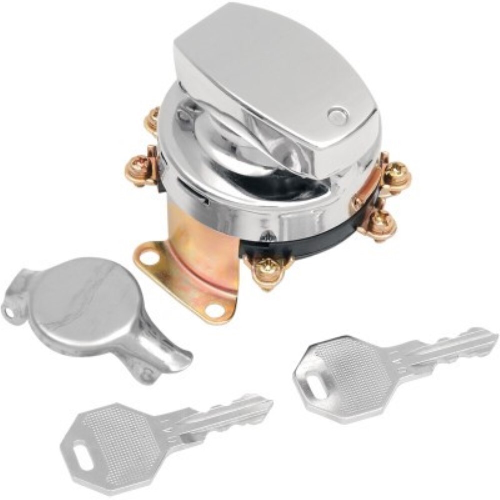 Drag Specialties DS-272098 Chrome Round Ignition Switch for 73-95 Six Terminal Drag Specialties DS-272098 Chrome Round Ignition Switch for 73-95 Six Terminal