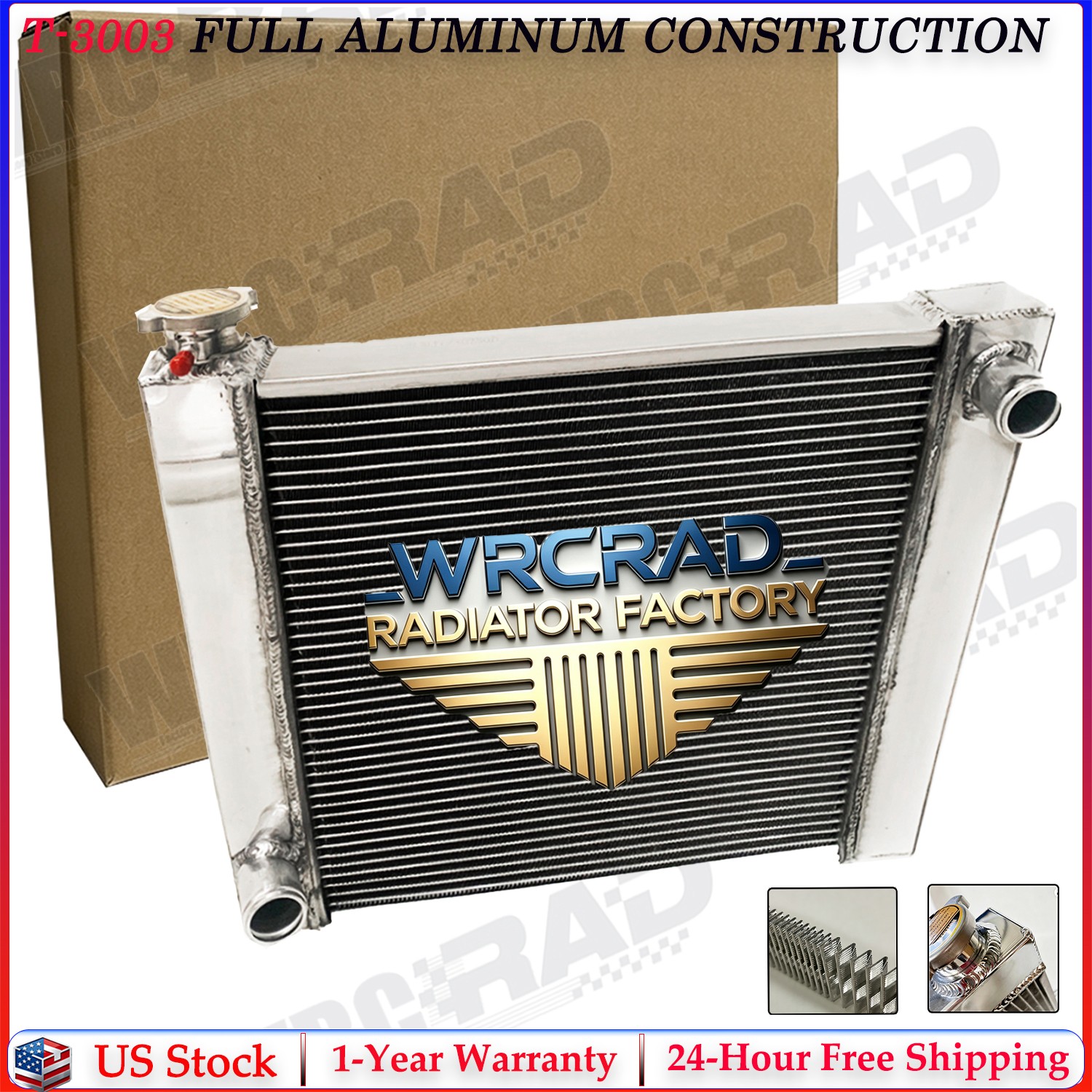 Universal Aluminum Cooling Radiator for Ford Mopar Single Pass 22