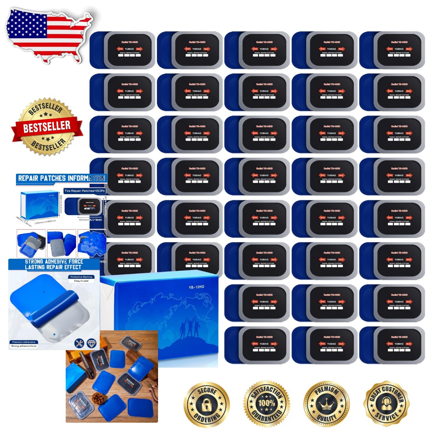 120 Pcs Tire Repair Patches - Durable Rubber, 2.56x3.15\ 120 Pcs Tire Repair Patches - Durable Rubber, 2.56x3.15\