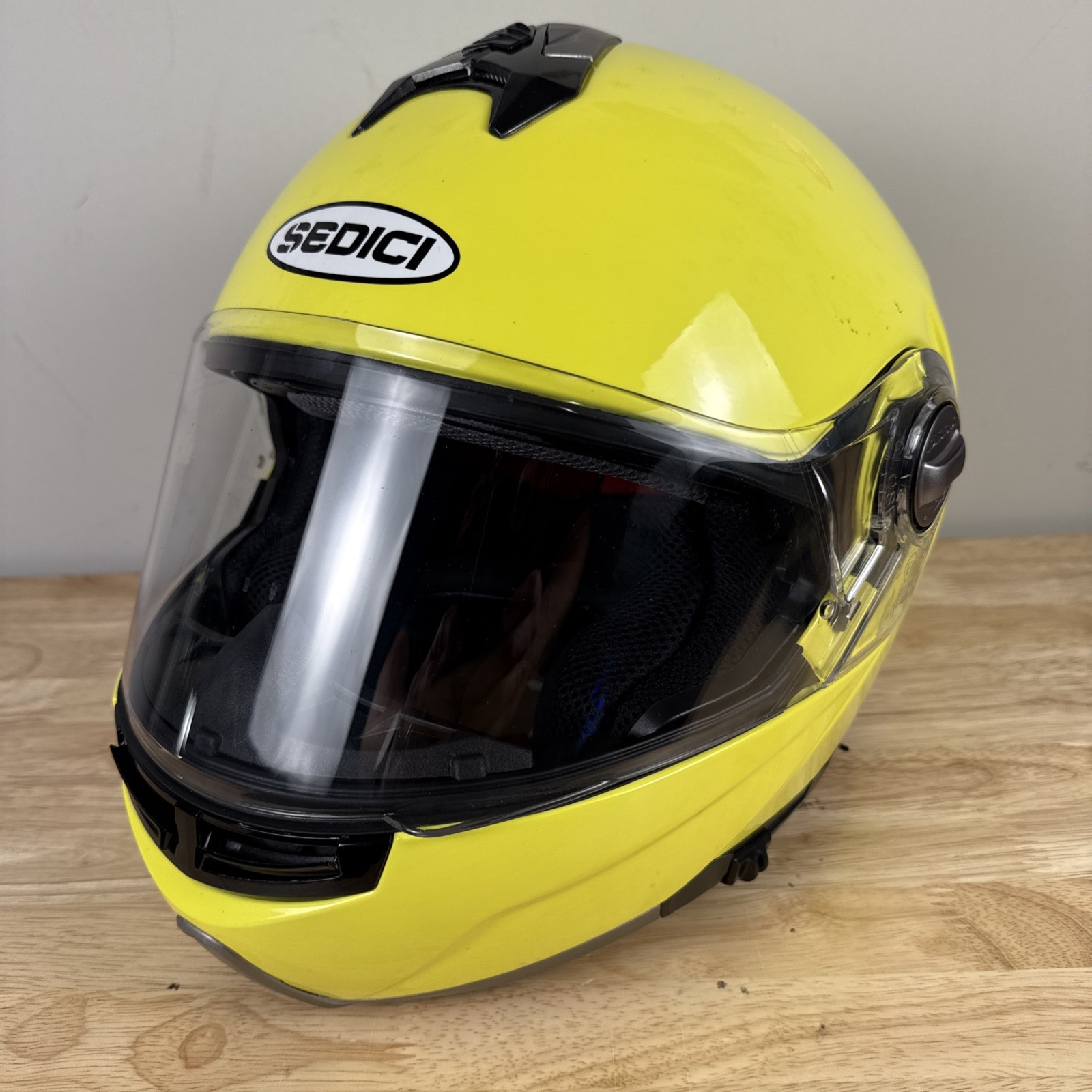 Sedici Sistema Motorcycle Helmet Full Face Modular Large Yellow First Generation