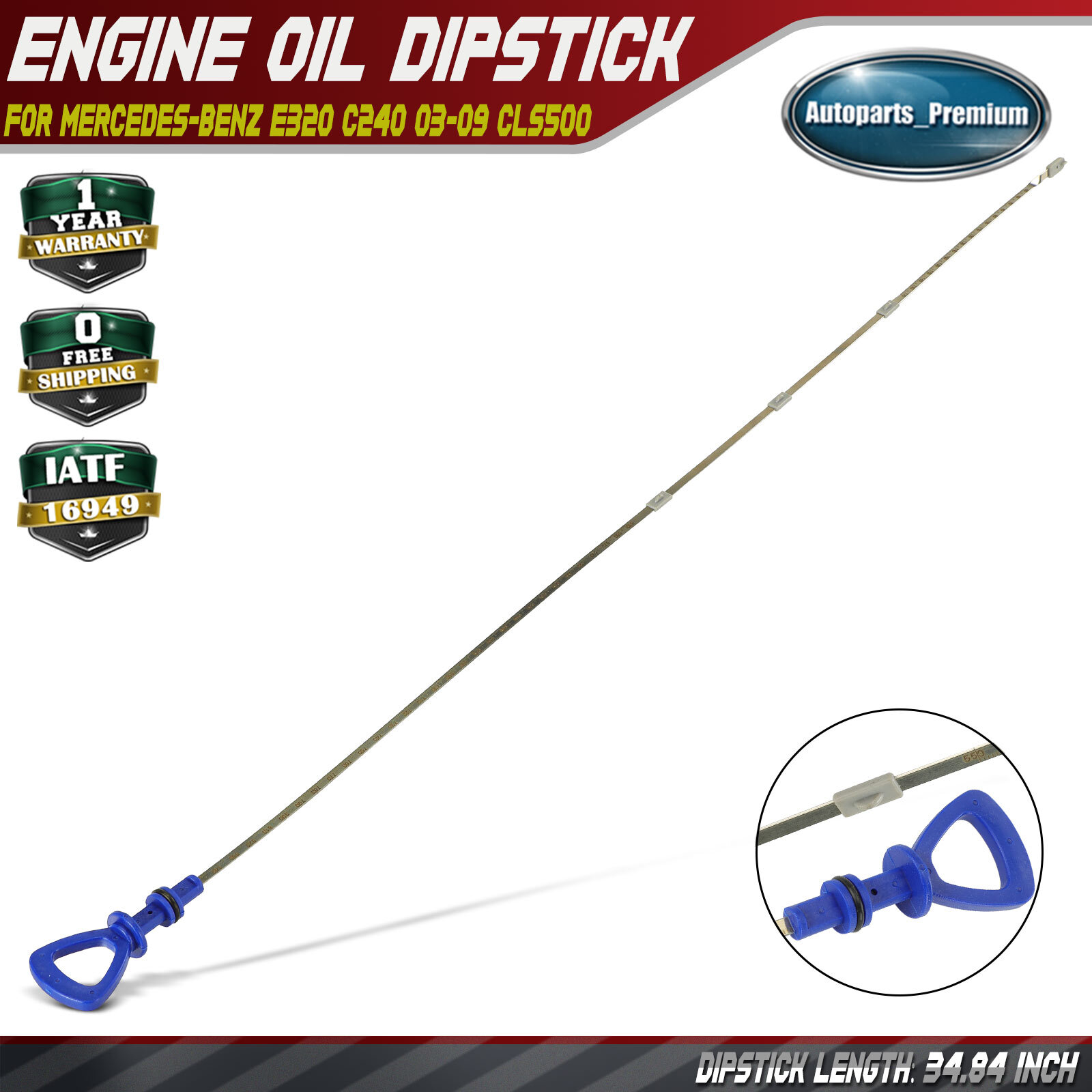 Engine Oil Dipstick for Mercedes-Benz C240 C320 E320 SL55 AMG SLK55 AMG 34.84in