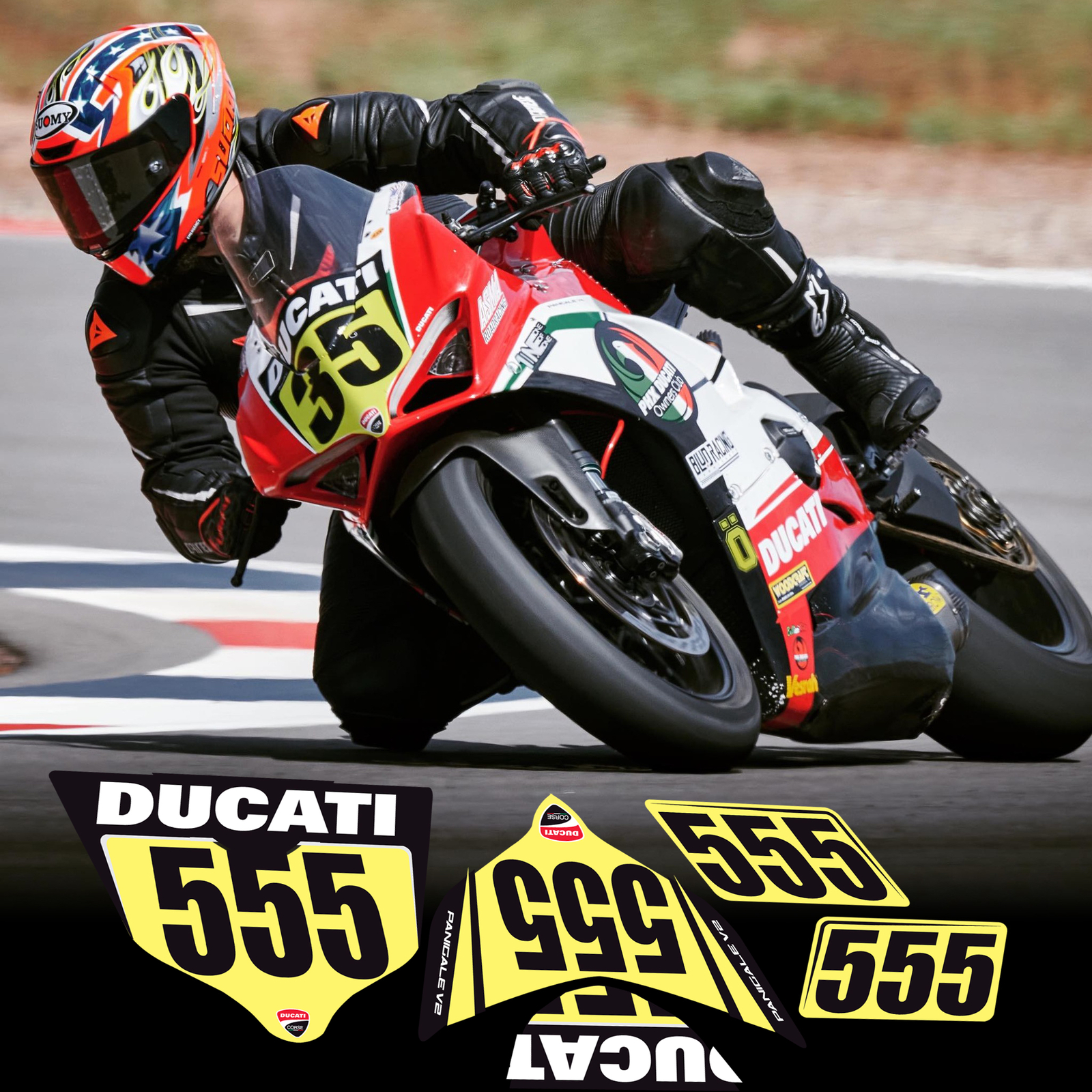trackday or race numberplate set made to fit a ducati V2 2022 2023 2024
