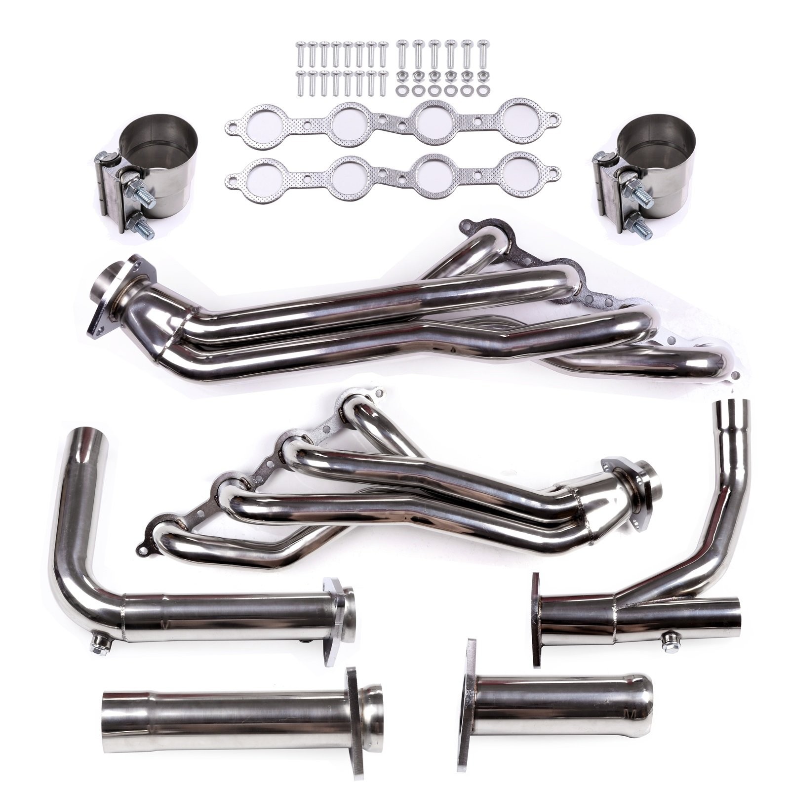 Fits 07-14 Chevy GMC 4.8L 5.3L 6.0L Long Tube Stainless Steel Headers w/ Y Pipe
