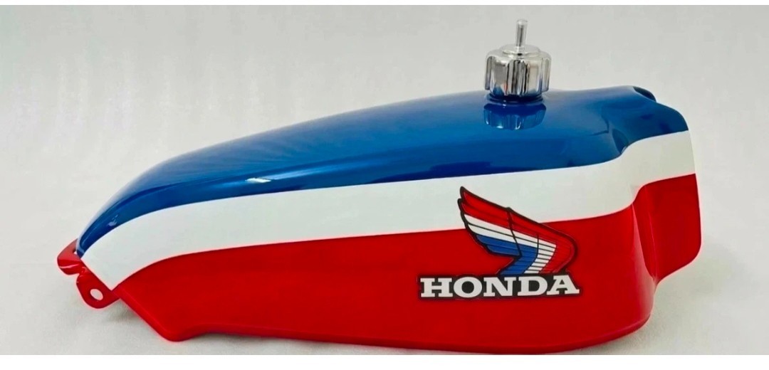 Honda TL250 TL 250 Trials 1975-76 Red Blue White Steel Fuel Petrol Tank +Cap /CO