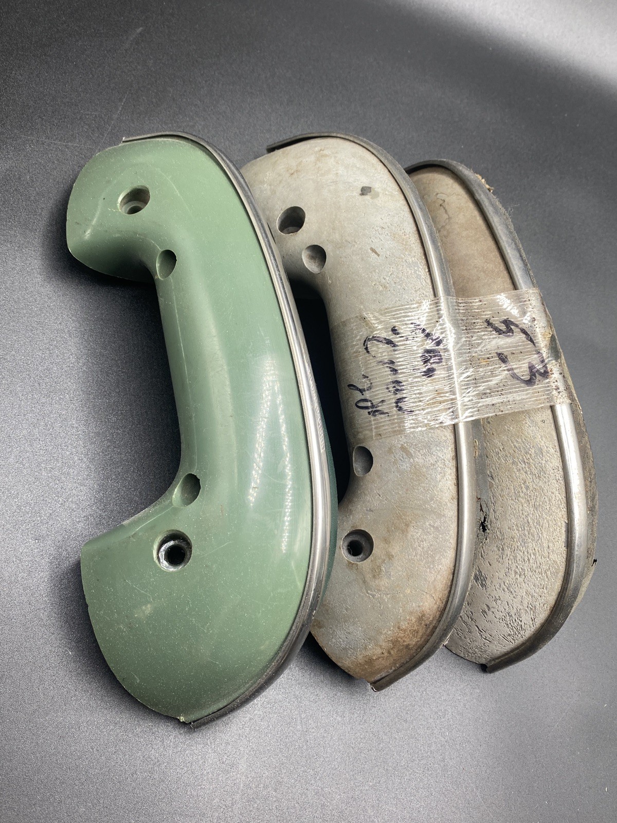 Lot of 3 Vintage 1953-1955 Pontiac Arm Rests Teal & Gray Lot of 3 Vintage 1953-1955 Pontiac Arm Rests Teal & Gray