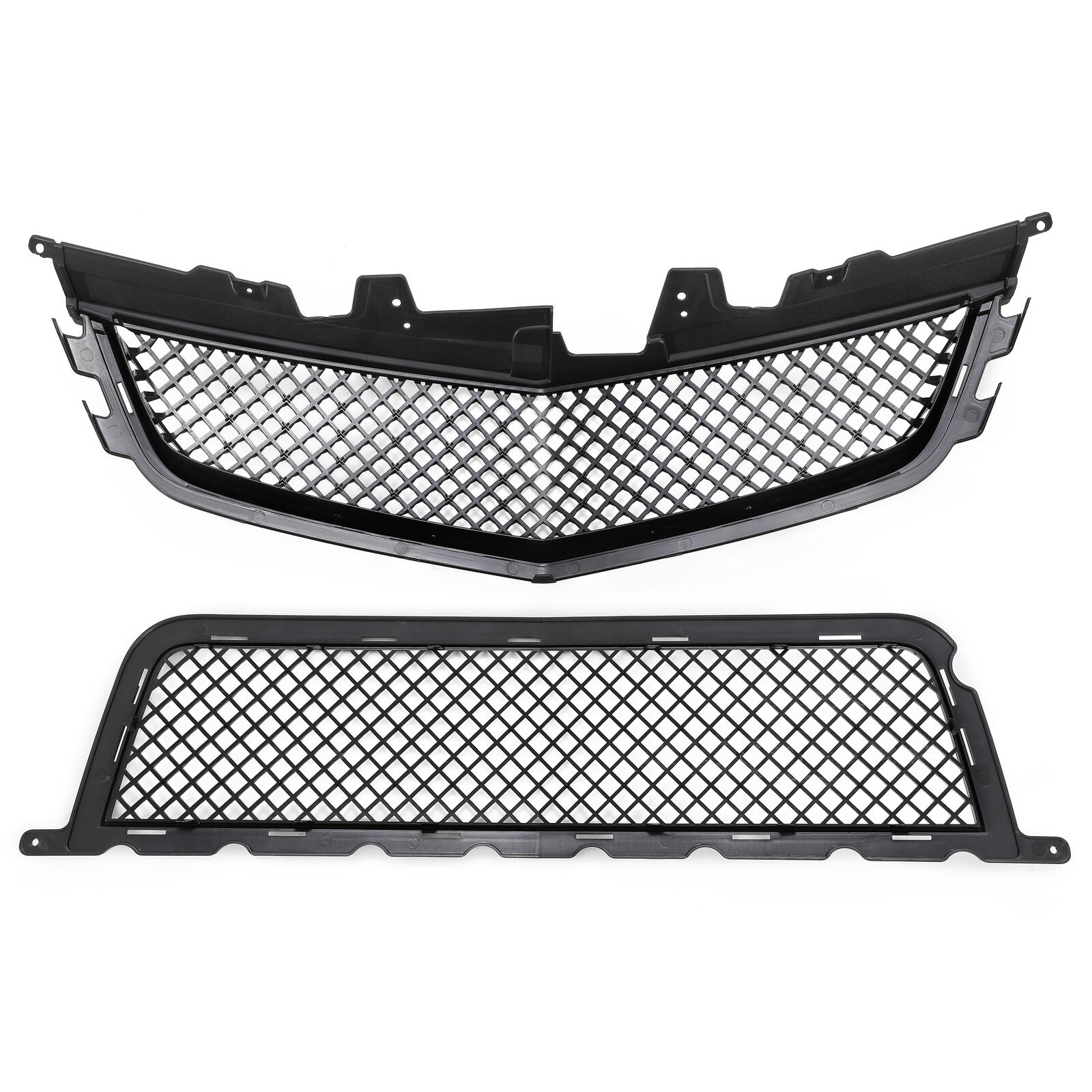 Front Upper Lower Main Grille Grill Combo For 2008-2014 Cadillac CTS-V Black