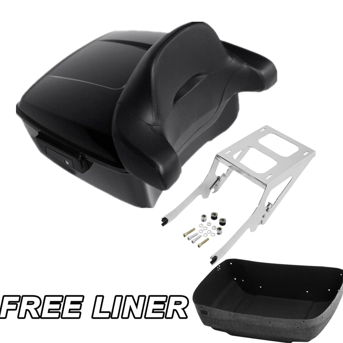 Black King Trunk Pad Mount Rack Fit For Harley Deluxe FLDE FLHC FLHCS 2018-Up 19