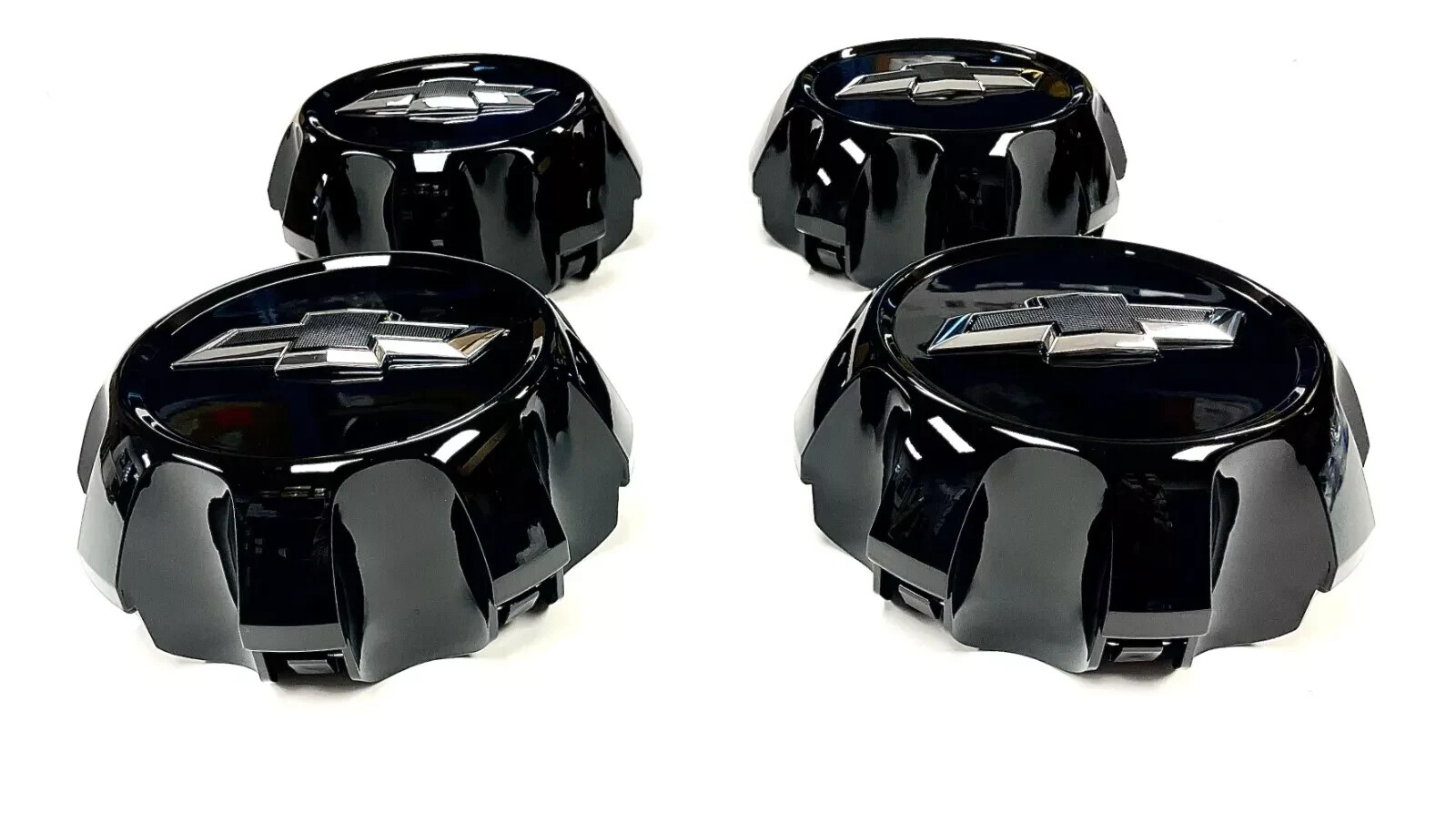 2020-2026 Silverado HD Center Caps 84894347 Qty 4 Black w/ Bowtie Logo OEM GM